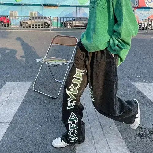 Other Retro Lettering Printed Straight Jeans Size US 32 / EU 48 - 4 Thumbnail