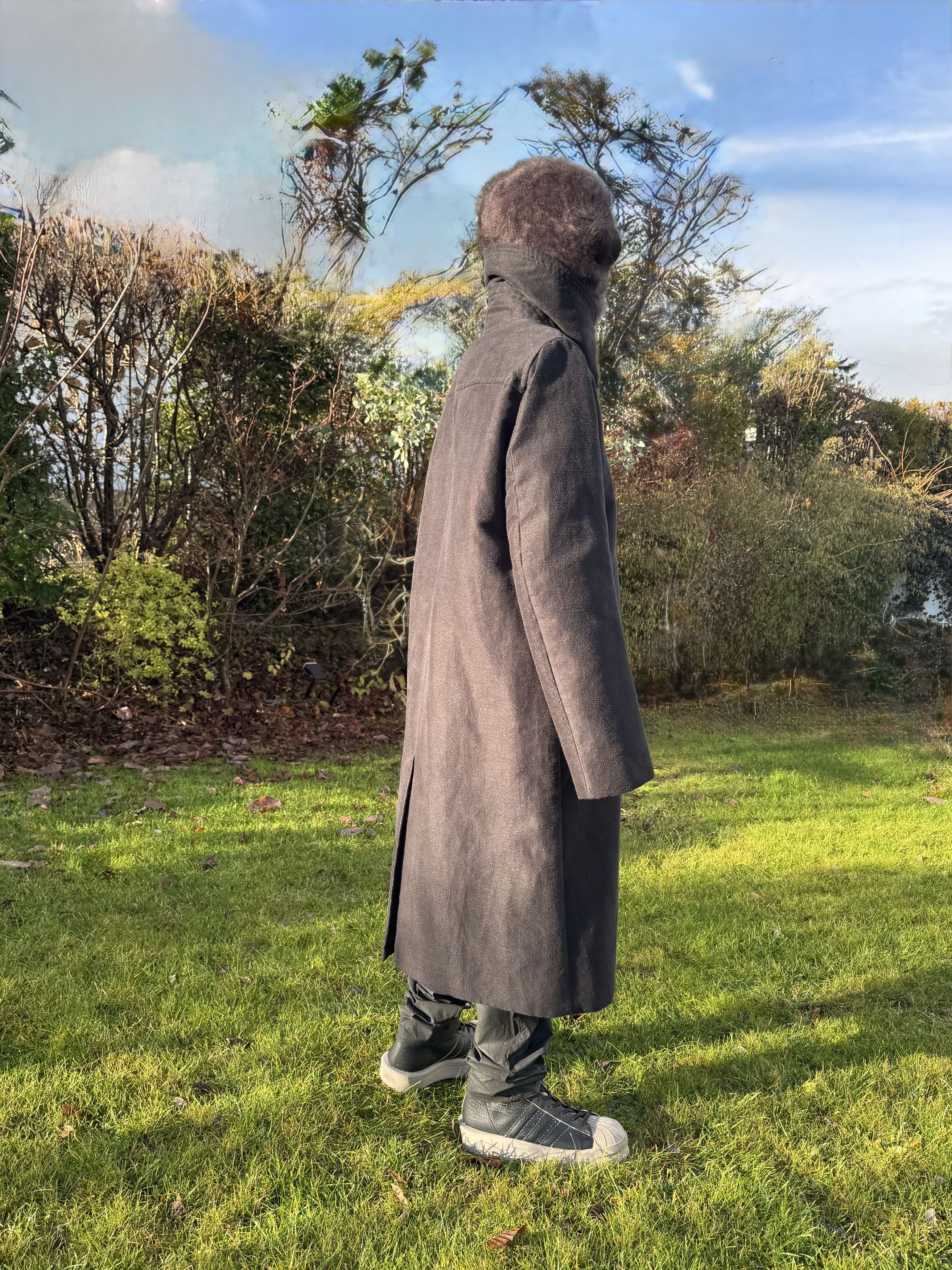 Rick Owens Rick Owens Long Black Ramie Winter Coat Size US L / EU 52-54 / 3 - 9 Thumbnail