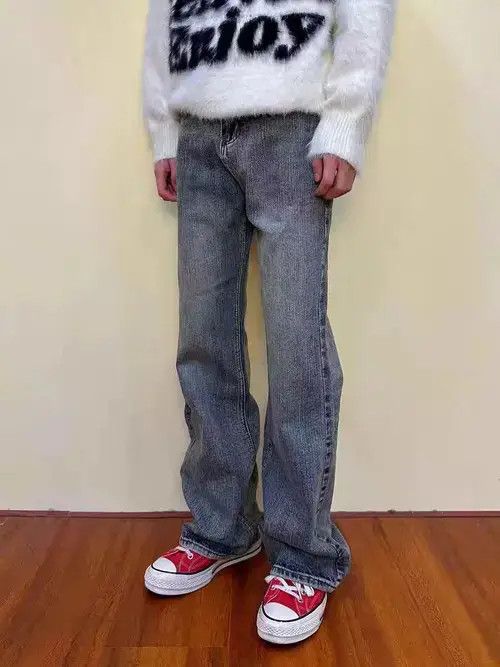 Jean Washed Vintage Simple Straight Bootcut Jeans Size US 32 / EU 48 - 8 Thumbnail