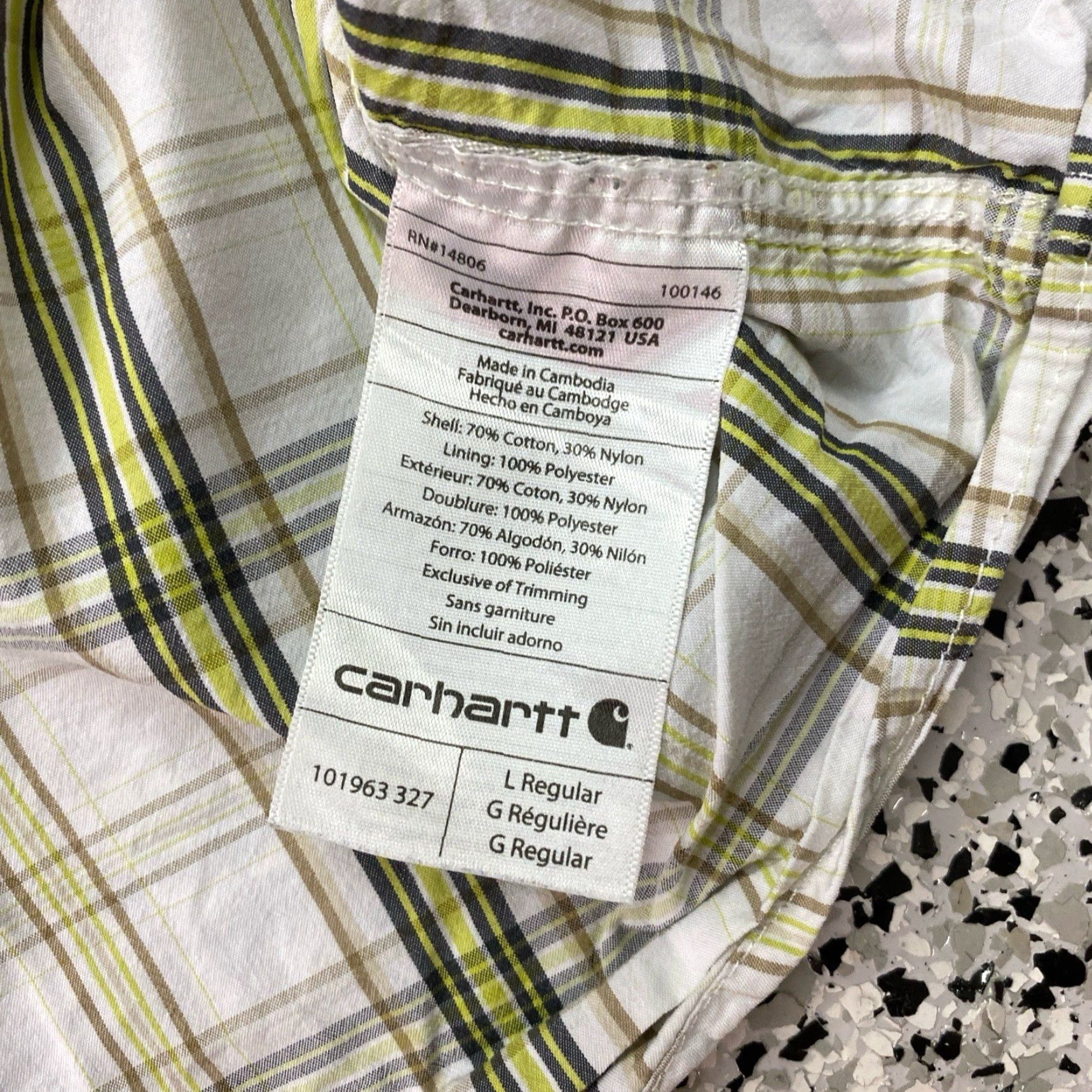Carhartt Carhartt Shirt Mens Large White Plaid Short Sleeve Vented Workwear Relaxed Shirt Size US L / EU 52-54 / 3 - 4 Thumbnail