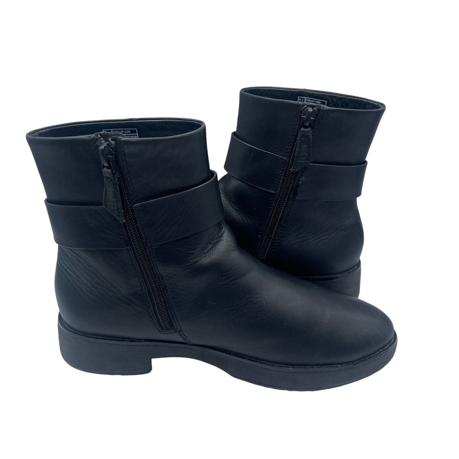 Other FitFlop Lingonberry Knot Boots Zip Leather Ankle Black 6.5 Size US 6.5 / IT 36.5 - 5 Thumbnail