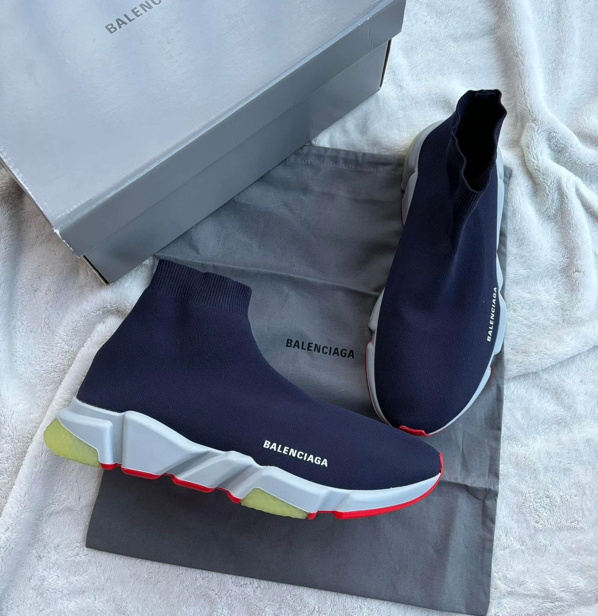 Balenciaga Balenciaga Navy/Grey/Red Speed Runners Size US 14 / EU 47 - 1 Thumbnail
