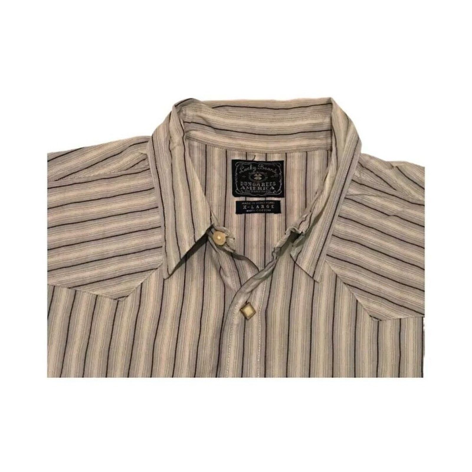 Lucky Brand Lucky Brand Dungarees America Men's Shirt XL Blue Striped Size US XL / EU 56 / 4 - 4 Thumbnail
