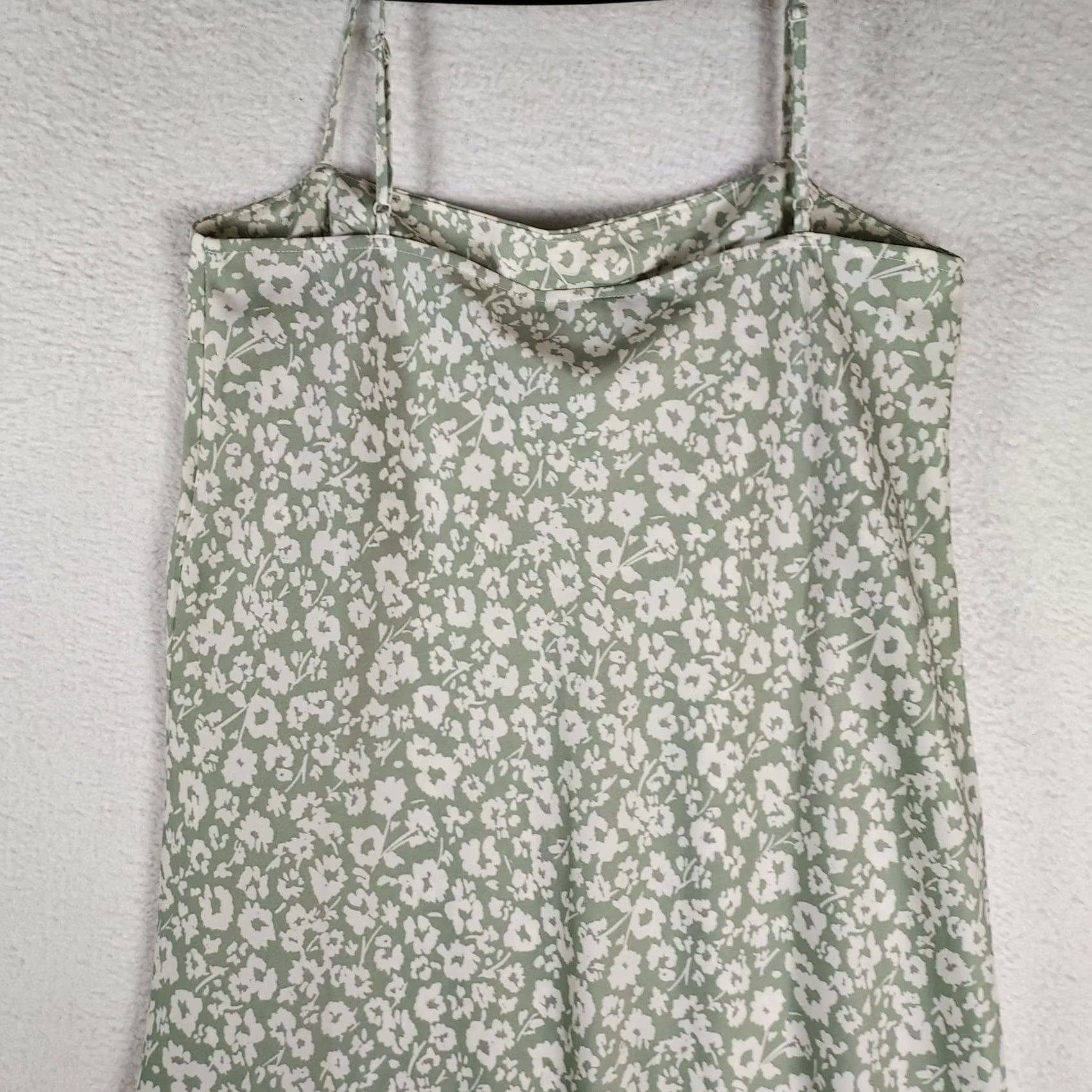 Vintage A New Day Women’s Floral Slip Dress Green White Midi Size M Dress Sleeveless Party/Cocktail Casual Size M / US 6-8 / IT 42-44 - 3 Thumbnail