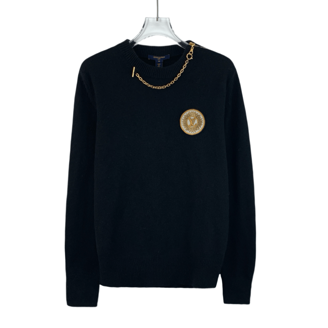 Louis Vuitton CM0377 Louis Vuitton Black Wool Sweater W/ Gold Chain Size US M / EU 48-50 / 2 - 1 Thumbnail