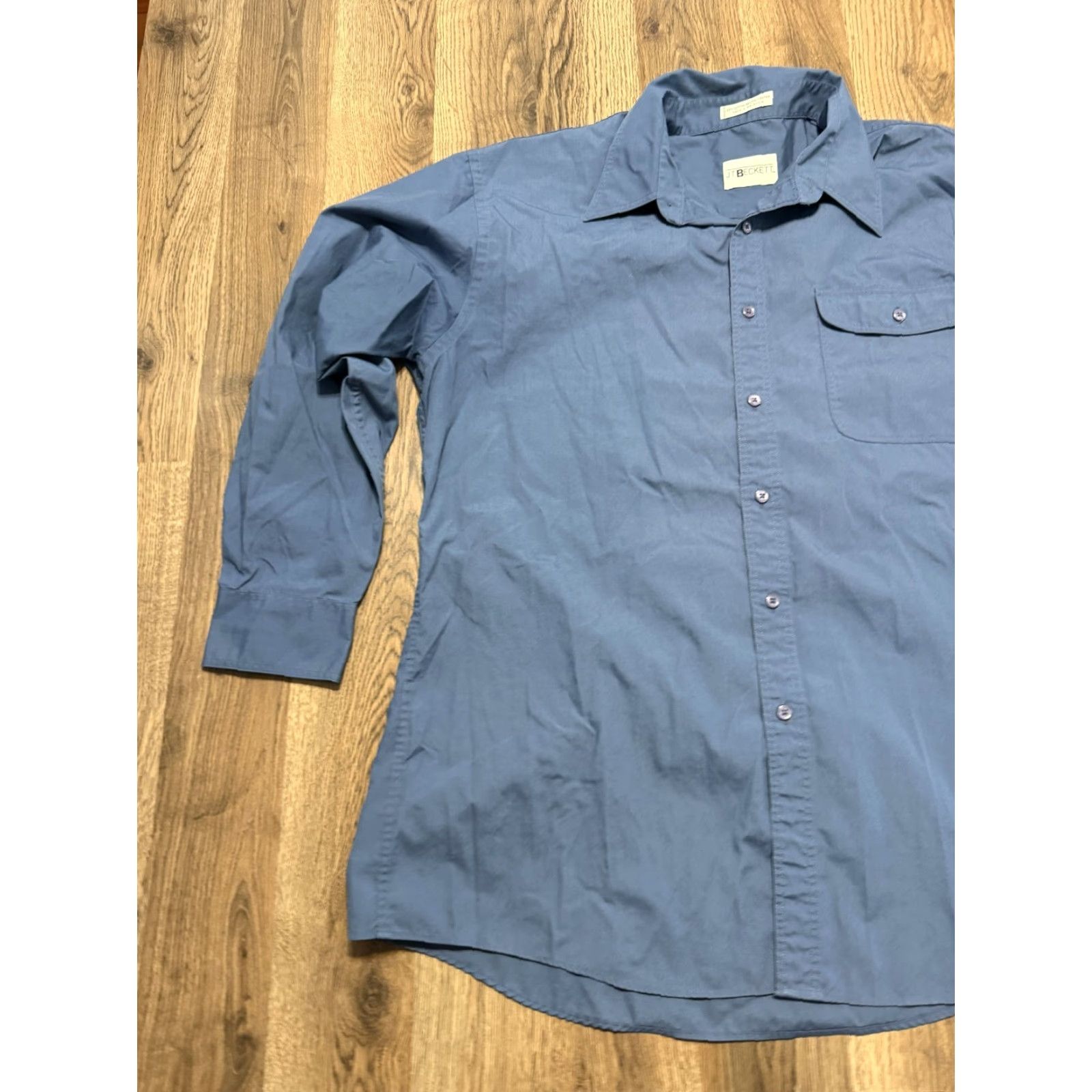 Vintage VINTAGE J.T. Beckett Shirt Men's XL Blue Long Sleeve Button Up Front Pocket Shirt Size US XL / EU 56 / 4 - 4 Thumbnail