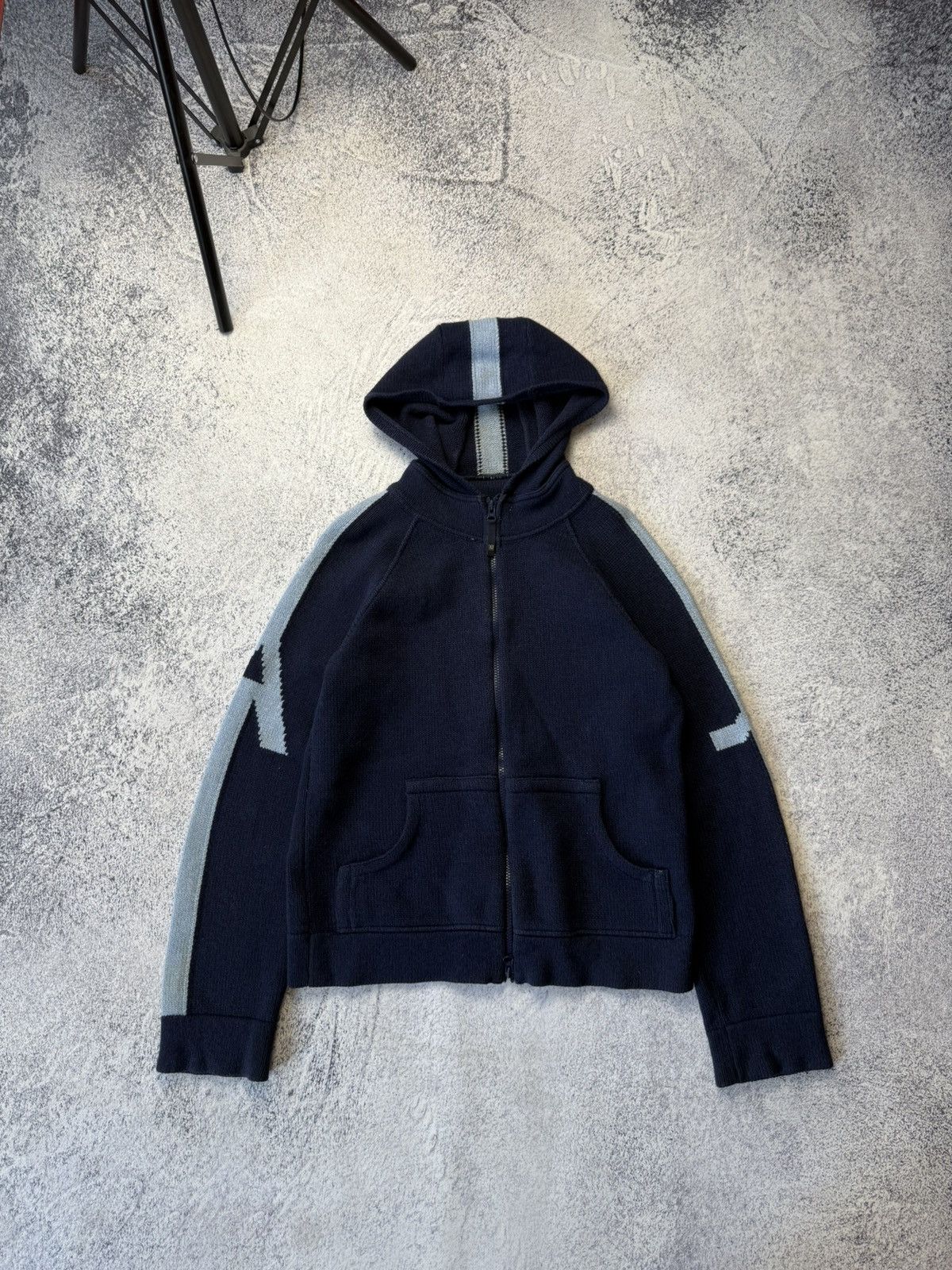 Armani Vintage Armani Jeans Knitwear Hoodie Y2K big Logo Size US L / EU 52-54 / 3 - 1 Thumbnail