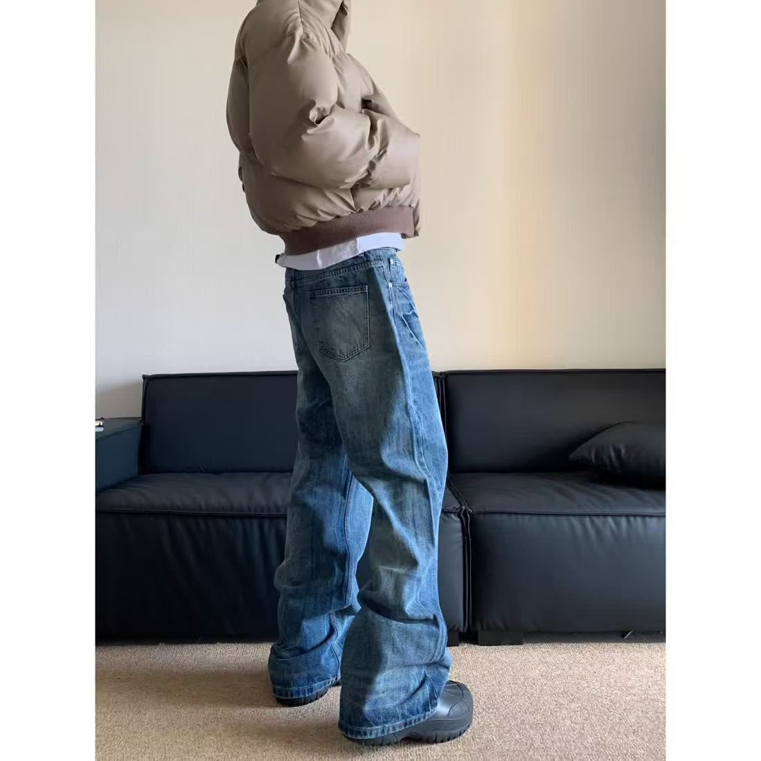 Japanese Brand American retro lightning pattern washed straight jeans y2k Size US 32 / EU 48 - 3 Thumbnail