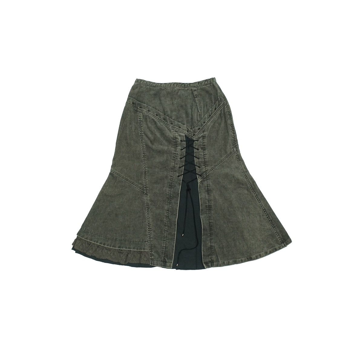 image of 20471120 x If Six Was Nine Vista Fiore Corduroy Bondage Laced Up Skirt, Women's (Size 26)
