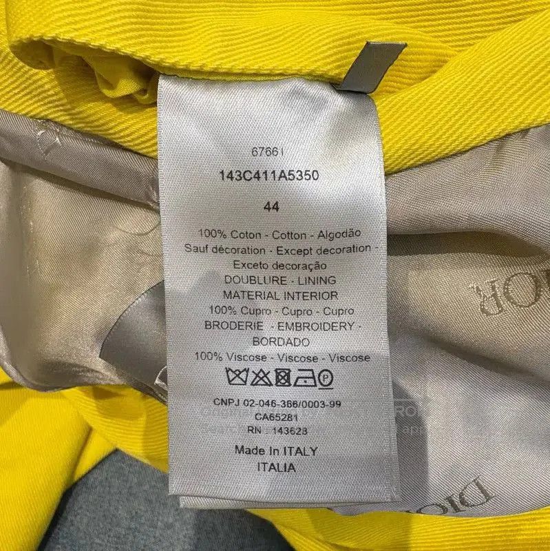 Dior Dior Yellow Cotton Logo Long Sleeve Jacket . Size US M / EU 48-50 / 2 - 6 Thumbnail