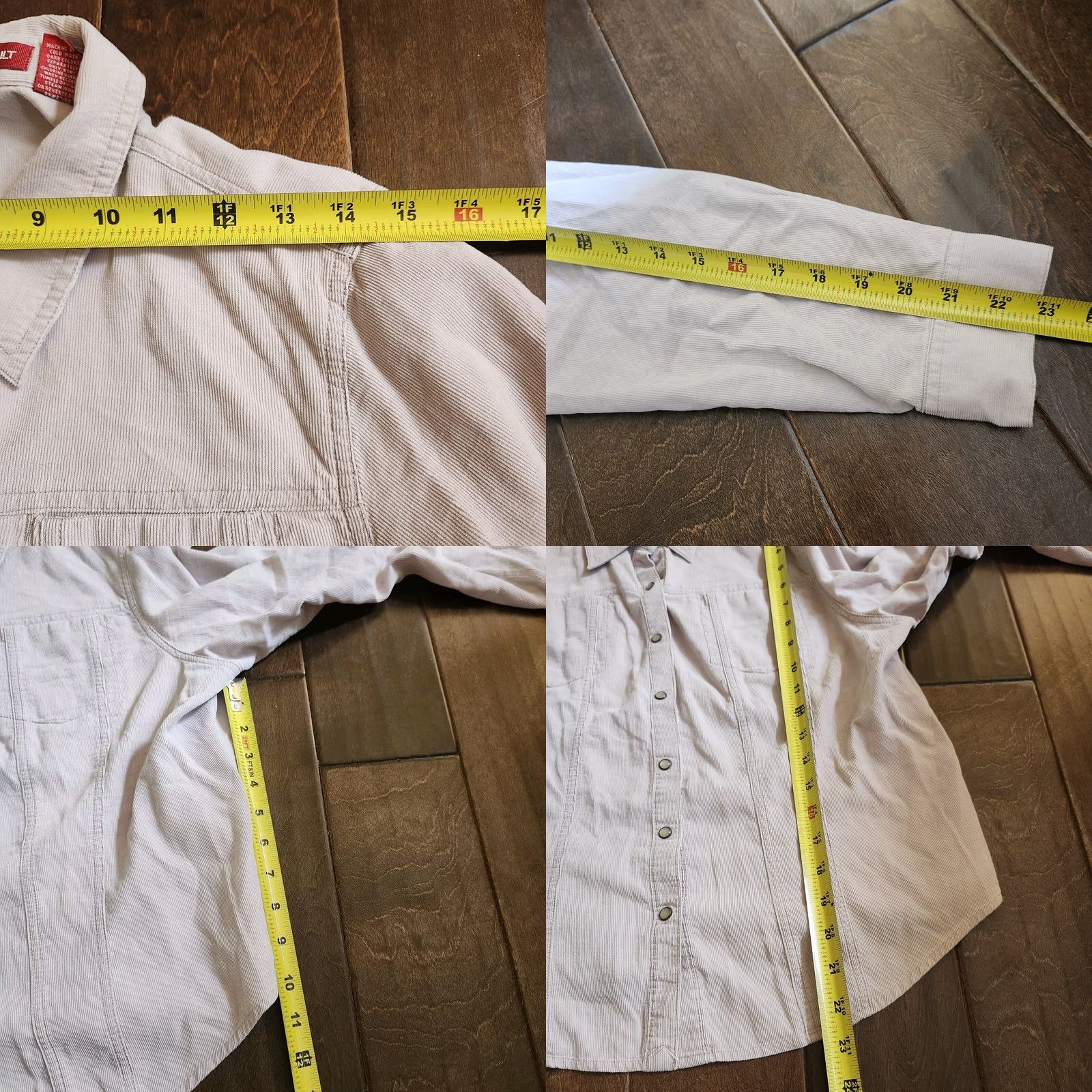 Gloria Vanderbilt Gloria Vanderbilt Button-Up Beige Pockets - Size L - Women - Long Sleeve - 100% Cotton - Regular Fit - Solid - Collared - Button Closure Size L / US 10 / IT 46 - 8 Thumbnail