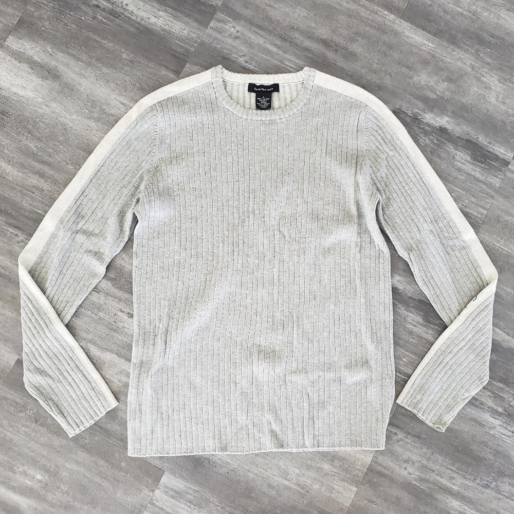 Designer Grey Ribbed Calvin Klein Crewneck Pullover Size US M / EU 48-50 / 2 - 1 Thumbnail