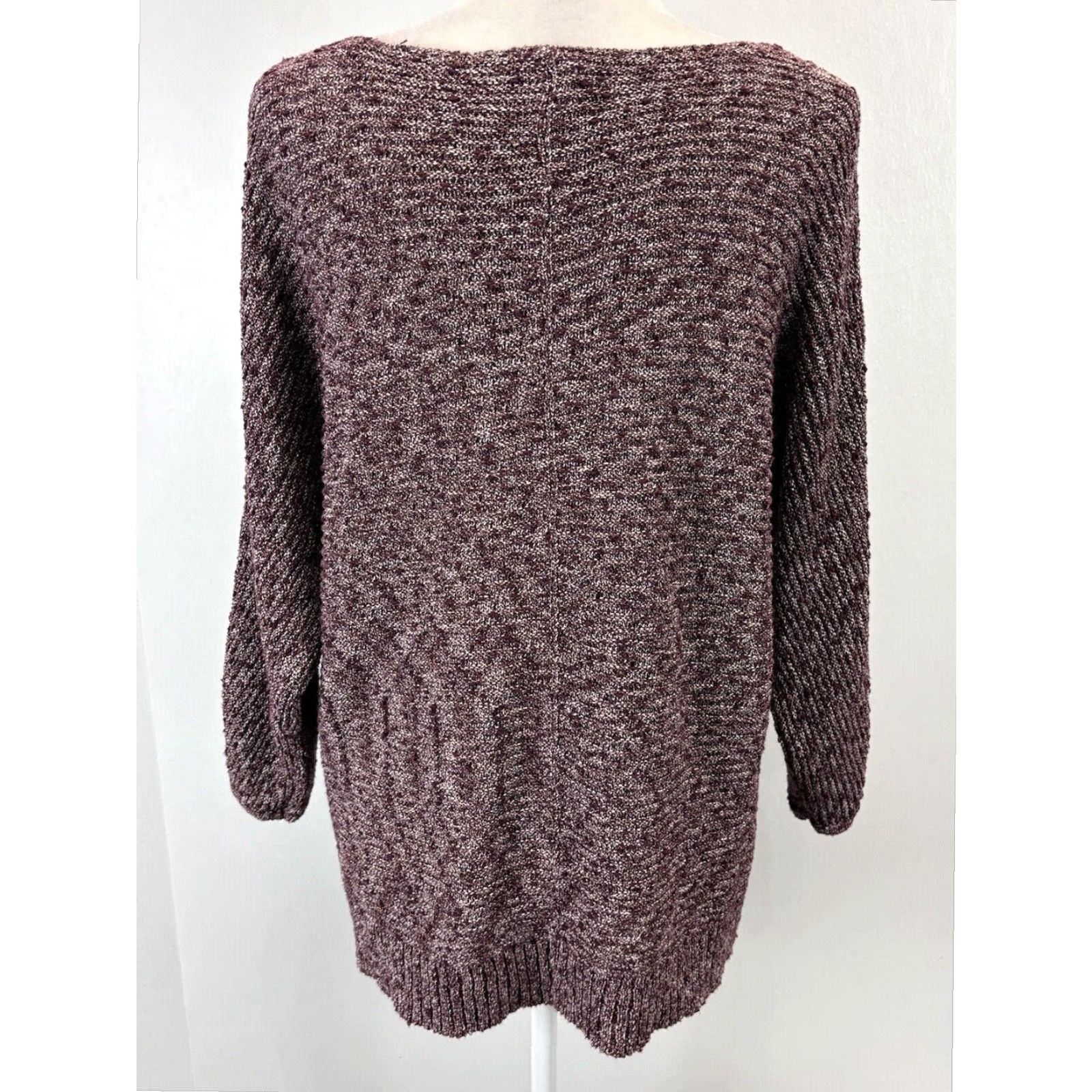 Vintage Chicos Tunic Sweater Womens XL 3/4 Sleeve Purple Burgundy Knit Shimmer Size XL / US 12-14 / IT 48-50 - 3 Thumbnail