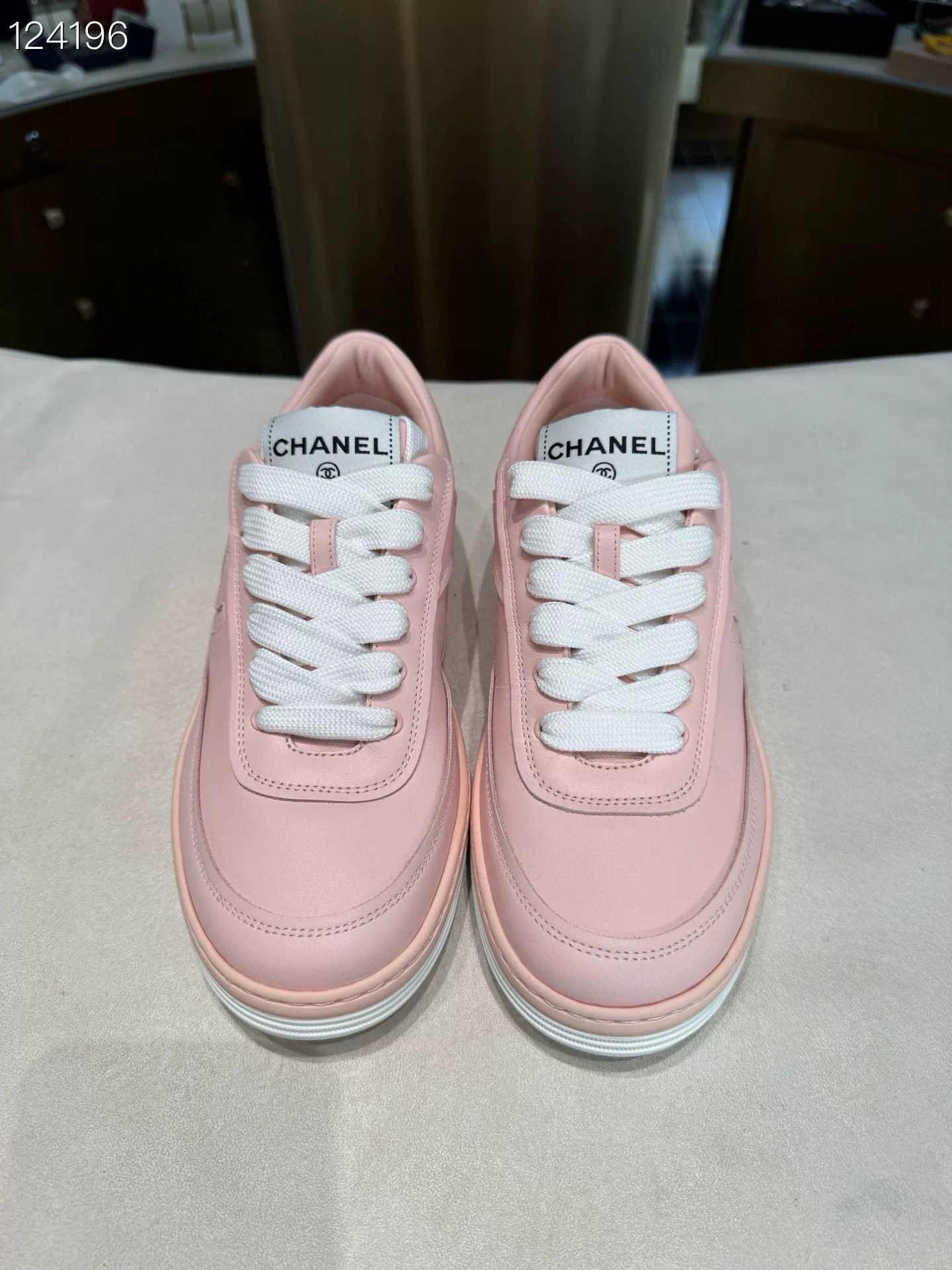 Chanel Chanel Pink Leather Sneakers Size US 7 / IT 37 - 1 Thumbnail