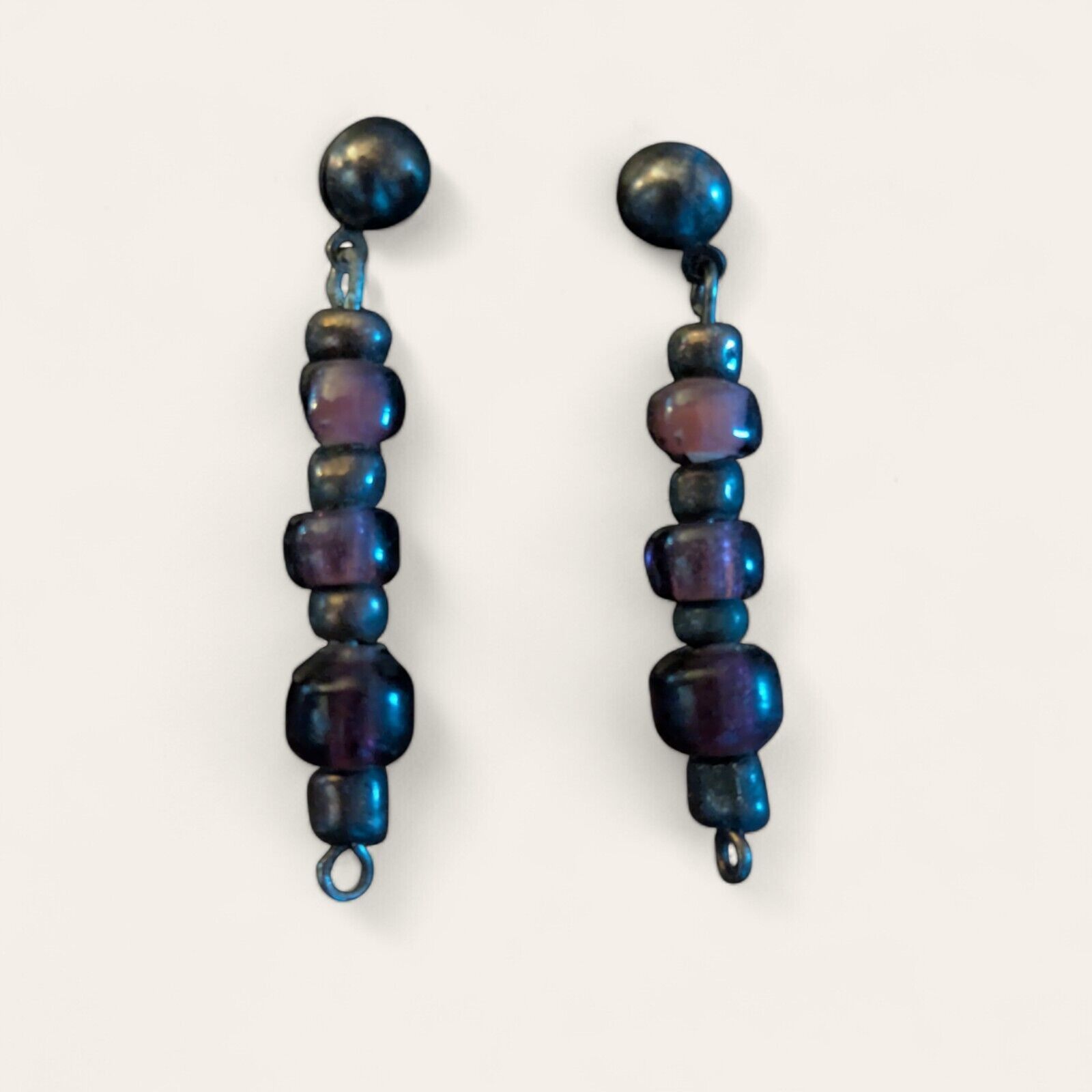 Other Vintage Brown Beige Glass Bead Pierced Drop Dangle Earrings Size ONE SIZE - 1 Thumbnail
