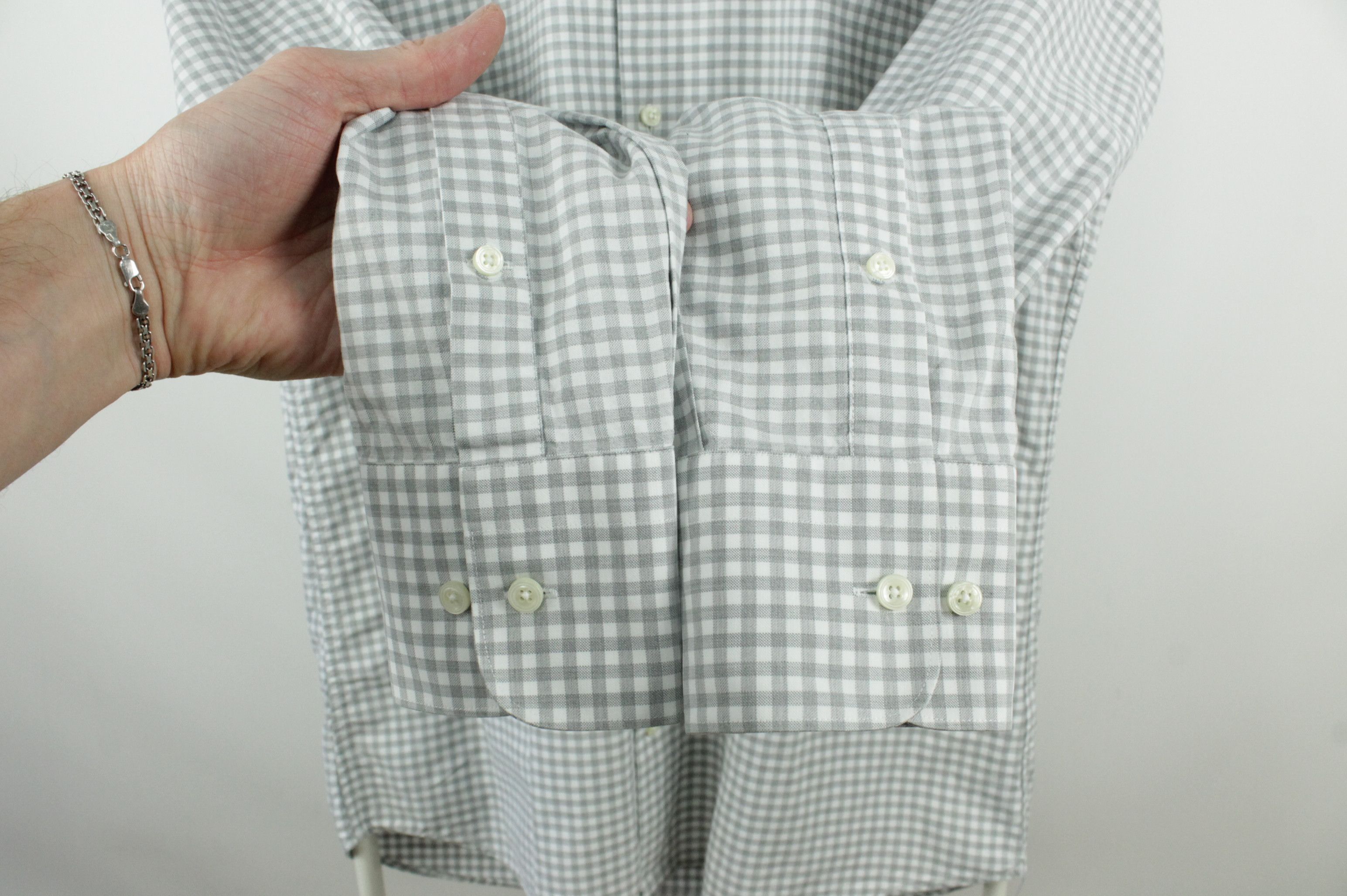 Suitsupply Suitsupply Cotton Two Ply Gray Check Formal Slim Fit Shirt Size US L / EU 52-54 / 3 - 5 Thumbnail
