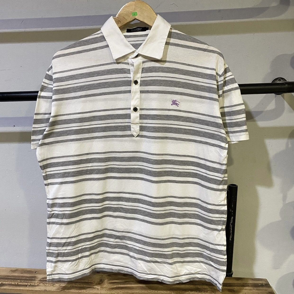 Burberry BURBERRY Black Label Basic Logo Stripe Polo Shirts Size US L / EU 52-54 / 3 - 1 Thumbnail