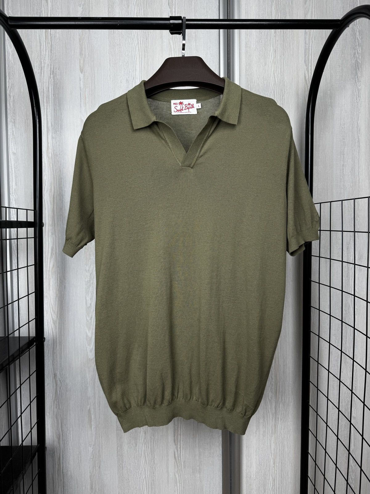 MC2 Saint Barth MC2 Saint Barth khaki Green Knitted SS Polo Sweater Size US L / EU 52-54 / 3 - 1 Thumbnail