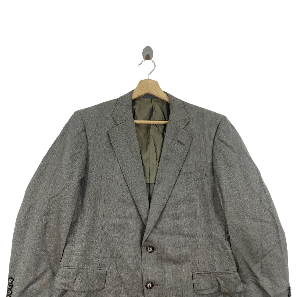 Burberry × Vintage Vintage BURBERRYS London Hickory Stripes Grey Blazer Coat Size US M / EU 48-50 / 2 - 2 Thumbnail