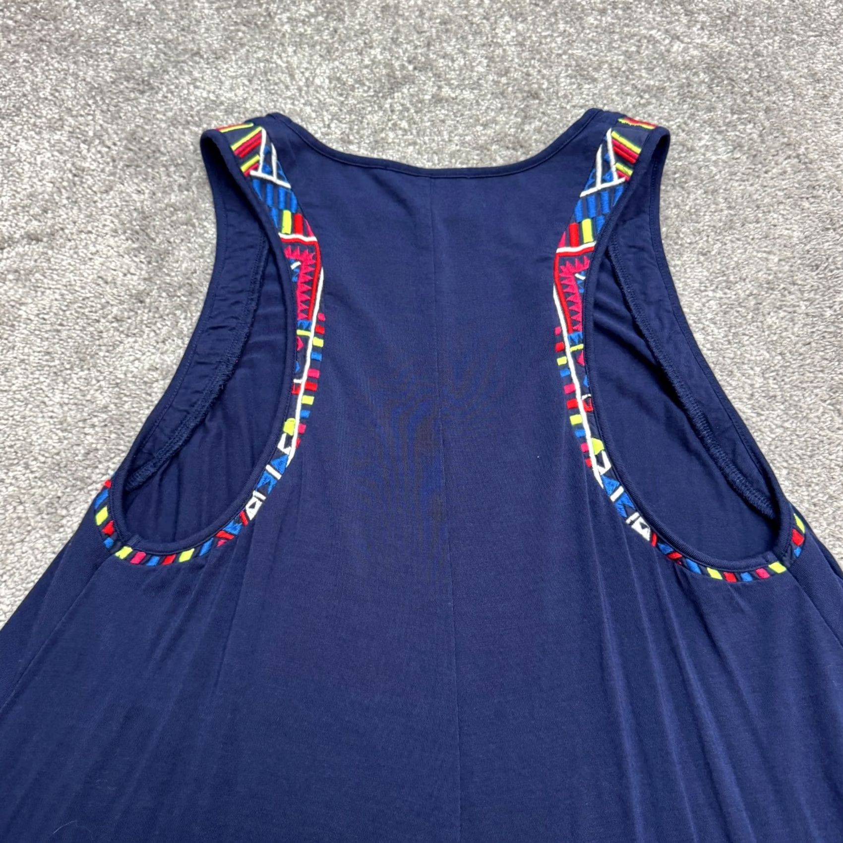 Vintage Tart Embroidered A-Line Tank Swing Dress Women Small Navy Blue Sleeveless Casual Size S / US 4 / IT 40 - 3 Thumbnail