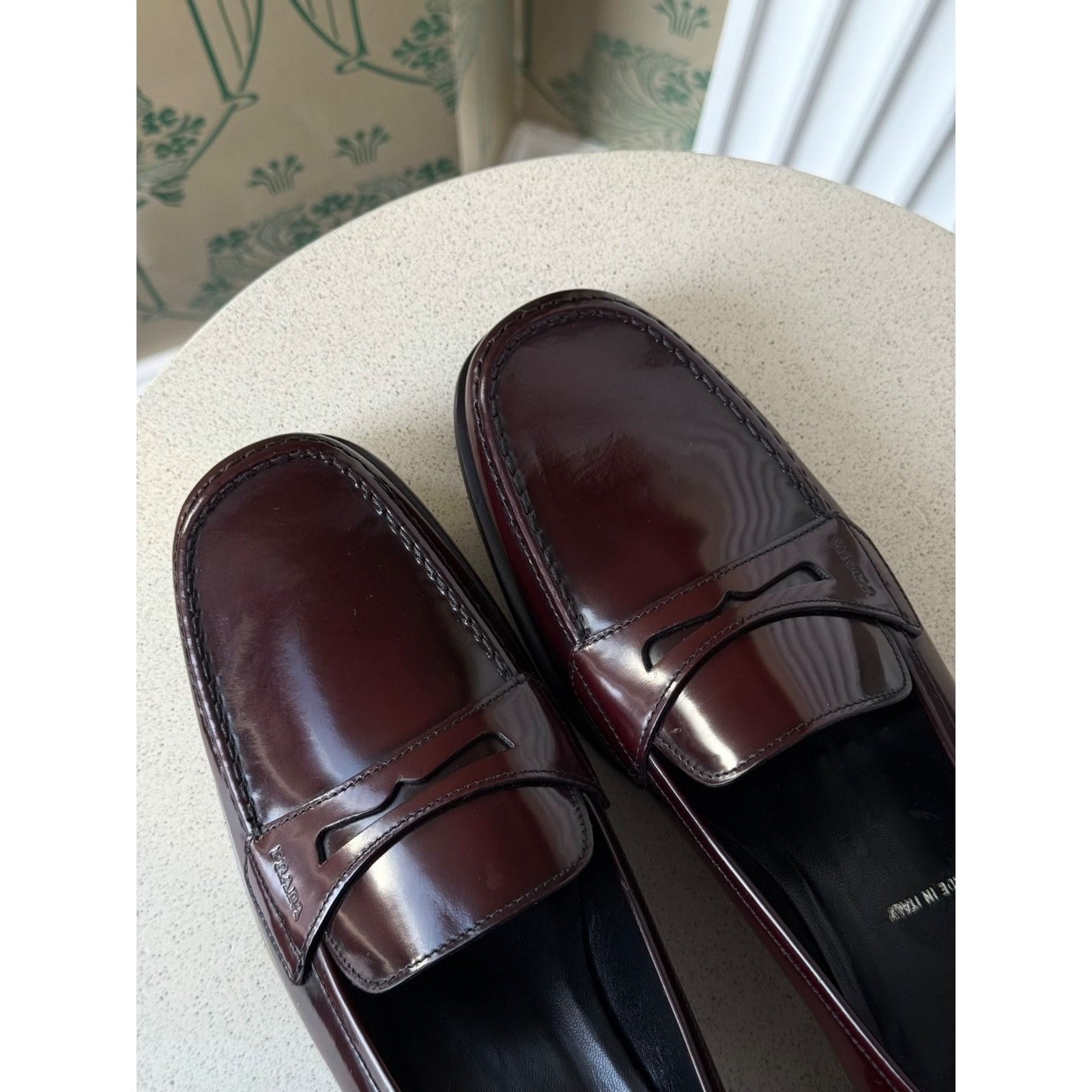 Prada NEW Prada Brushed Leather Cherry Red Womens Loafers Shoes Size US 11 / IT 41 - 9 Thumbnail