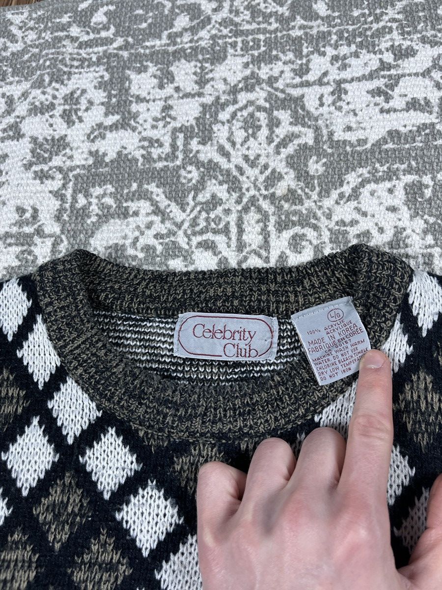 Japanese Brand × Vintage ➕ 90s Vintage Brown squares diamond knit boxy sweater ski Size US L / EU 52-54 / 3 - 4 Thumbnail