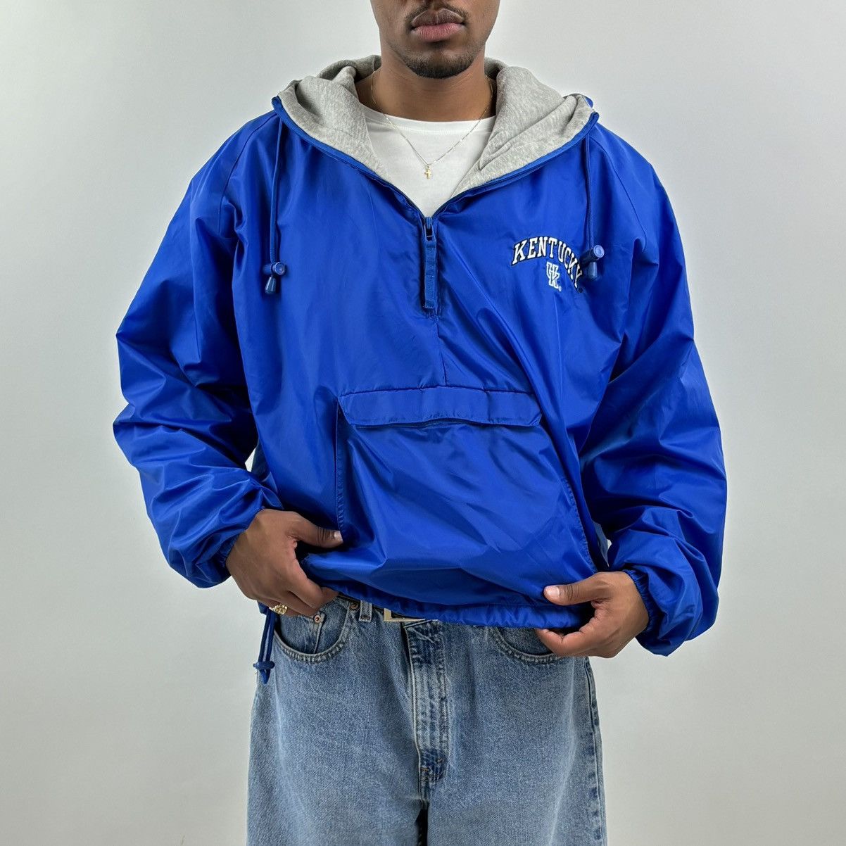 Vintage vintage Y2K UNIVERSITY OF KENTUCKY UK Nylon 1/2 Zip jacket Size US L / EU 52-54 / 3 - 1 Thumbnail