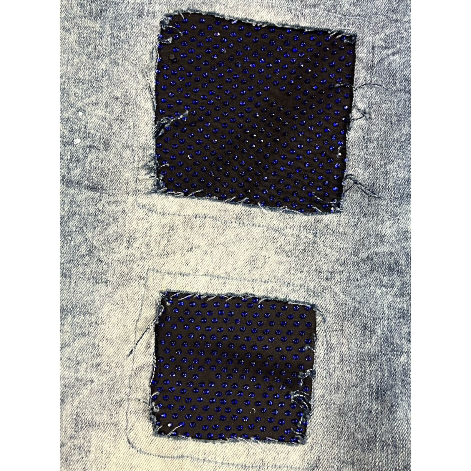 Denime Raw X Jeans Men’s 38 Skinny Stretch Blue Denim Patchwork Studs NWT Modern City Hip Hop Retro Jeans Size US 38 / EU 54 - 4 Thumbnail