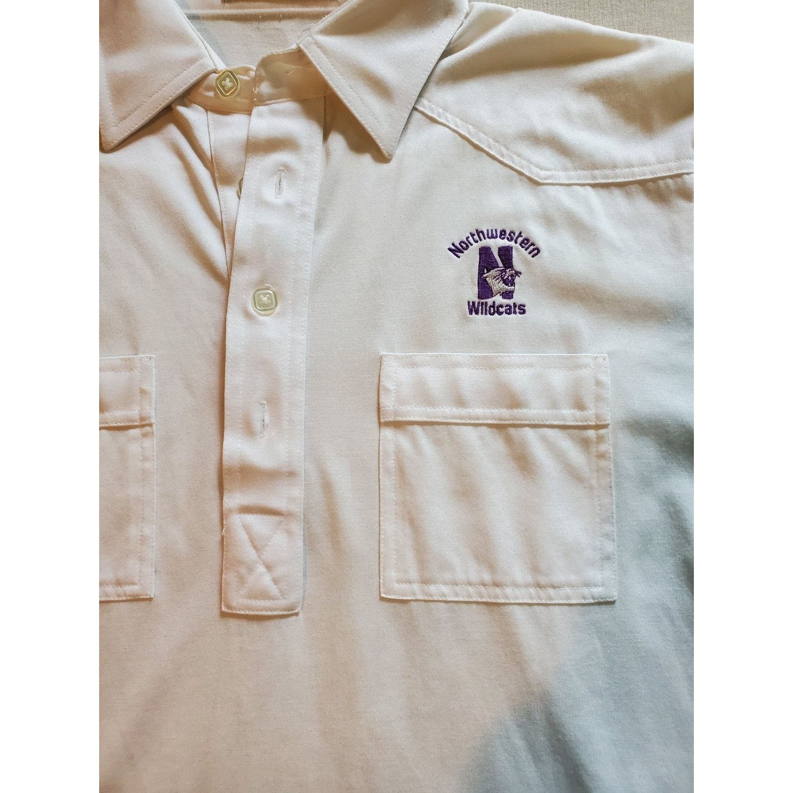 NCAA Northwestern Wildcats White Golf Polo Dual Pockets Size M Size US M / EU 48-50 / 2 - 2 Thumbnail