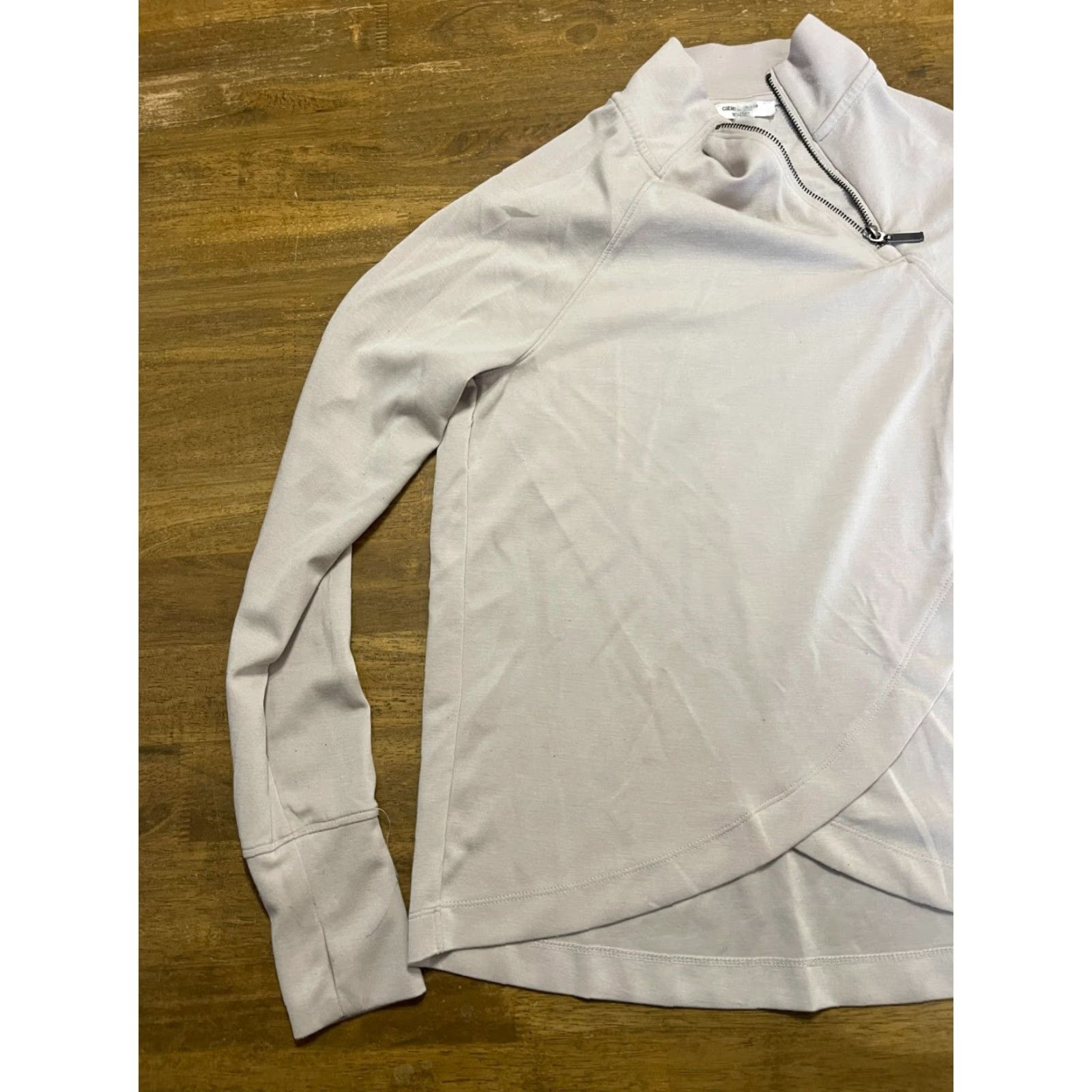 Vintage Cable & Gauge Shirt Womens Size S Tan 1/4 Zip Long Sleeve Beige Brown Zip Shirt Women’s Small Tan Long Sleeve 4 Size S / US 4 / IT 40 - 3 Thumbnail