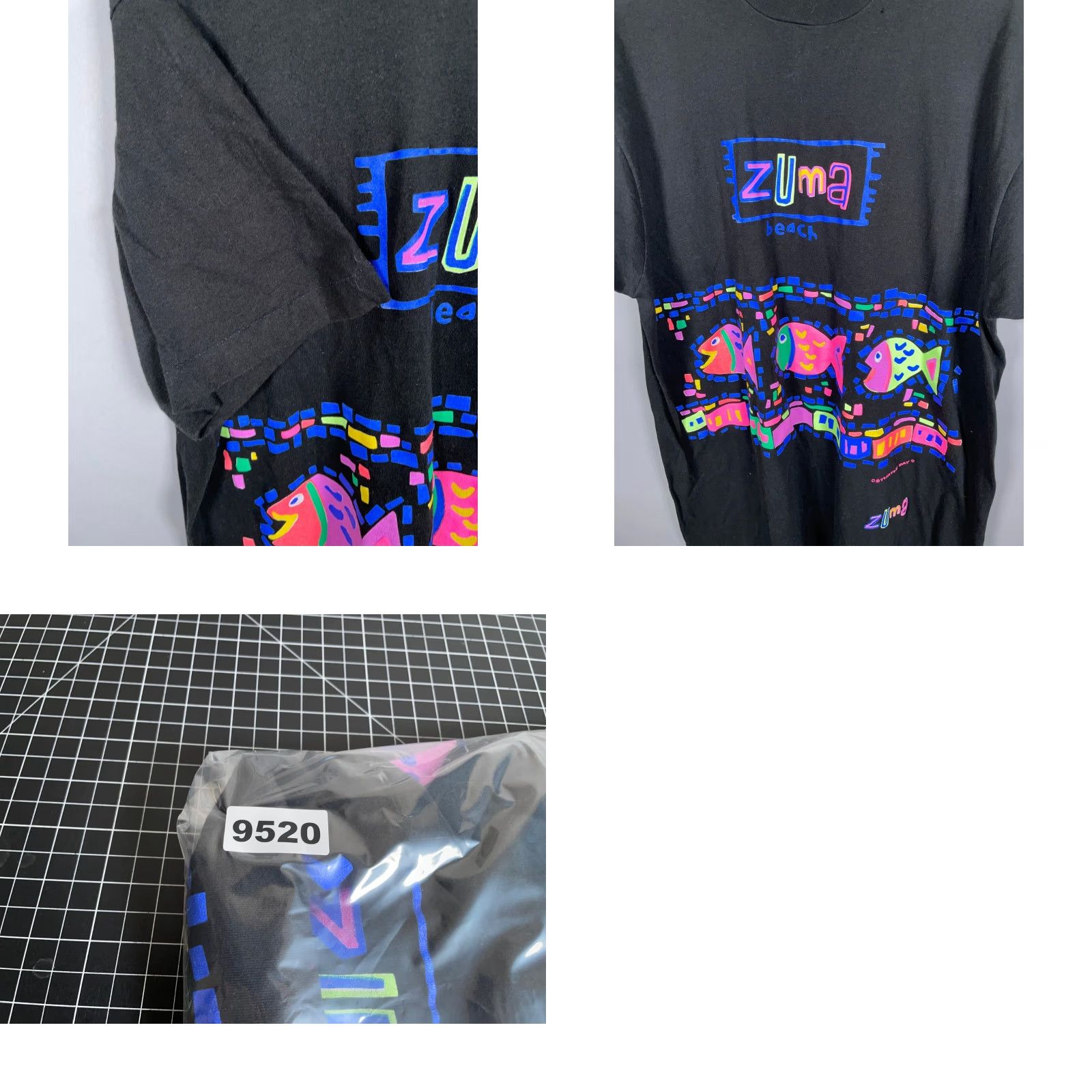 Vintage VINTAGE Screen Stars 1980s T-Shirt Adult XL Black Neon Fish Graphic Print City Beach Retro Men's Size US XL / EU 56 / 4 - 8 Thumbnail