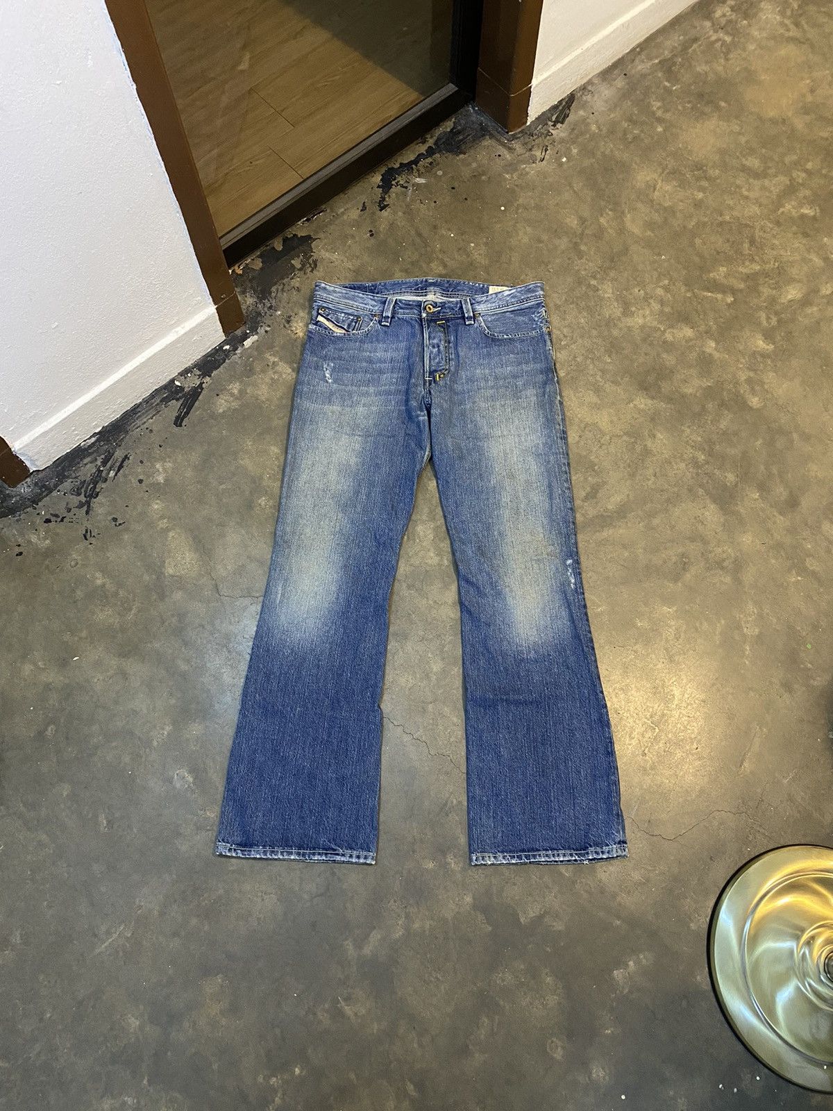 image of Vintage Diesel Industry Shazor Denim Boot Cut Jeans in Blue Denim, Men's (Size 36)