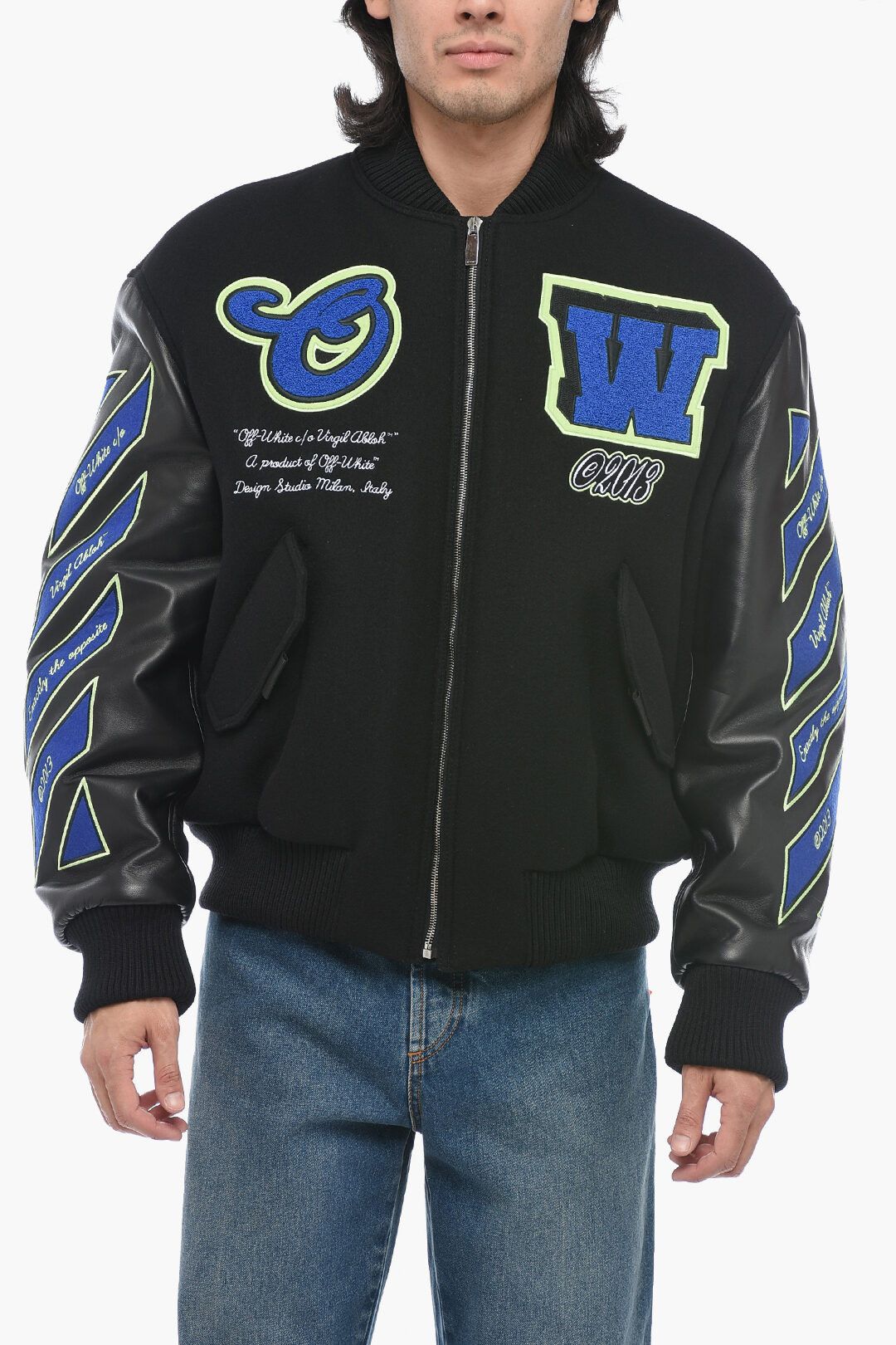 Off-White OFF-WHITE VIRGIL ABLOH VARSITY JACKET - BLACK