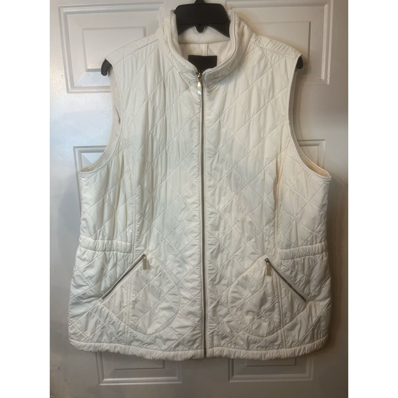 Robert Talbott Talbots White Lined Puffer Vest Women’s Size XL Ivory Jacket Size XL / US 12-14 / IT 48-50 - 1 Thumbnail