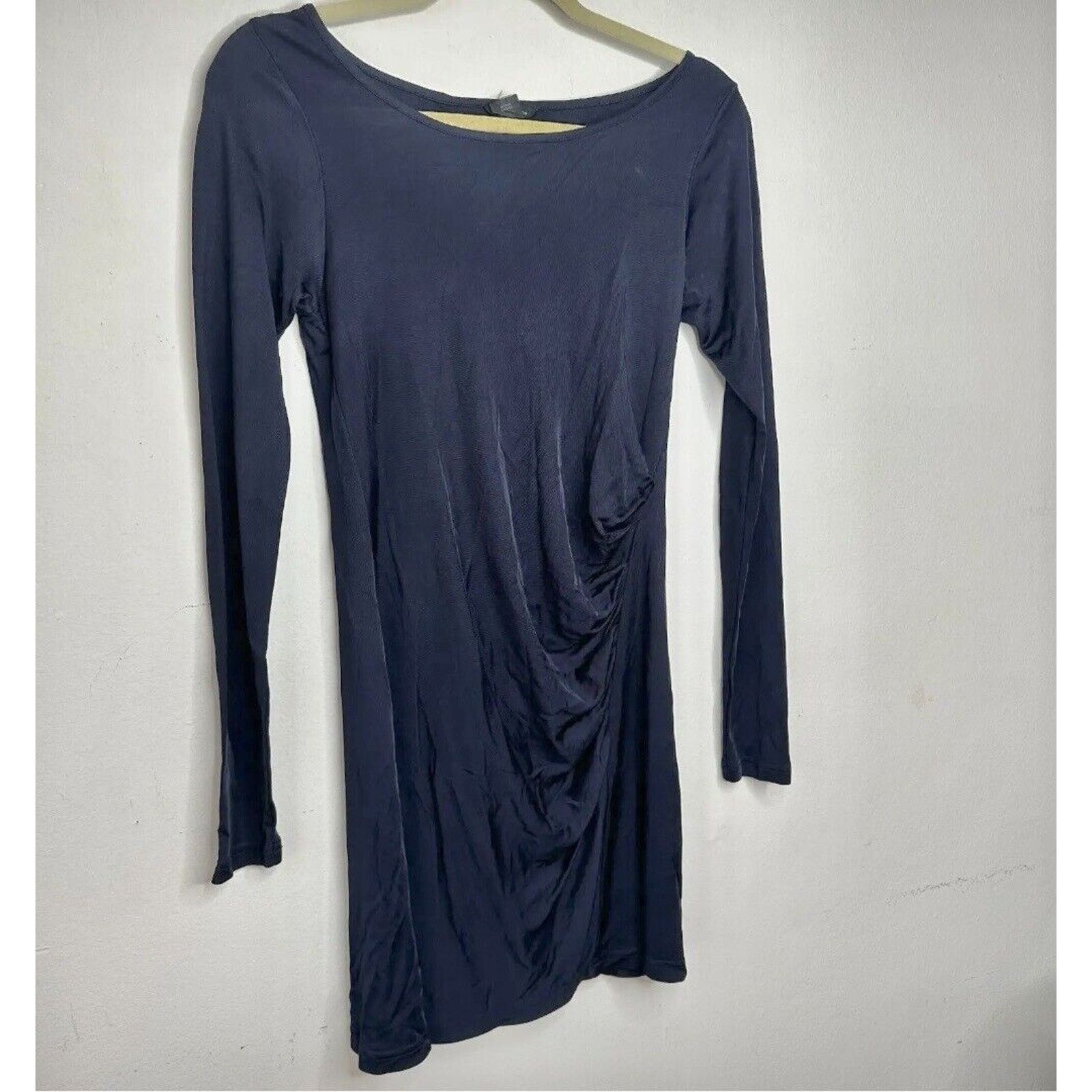 Club Monaco Club Monaco Black Long Sleeve Boat Neck Side Ruche Mini 00 Size XXS / US 00 / IT 34 - 2 Thumbnail