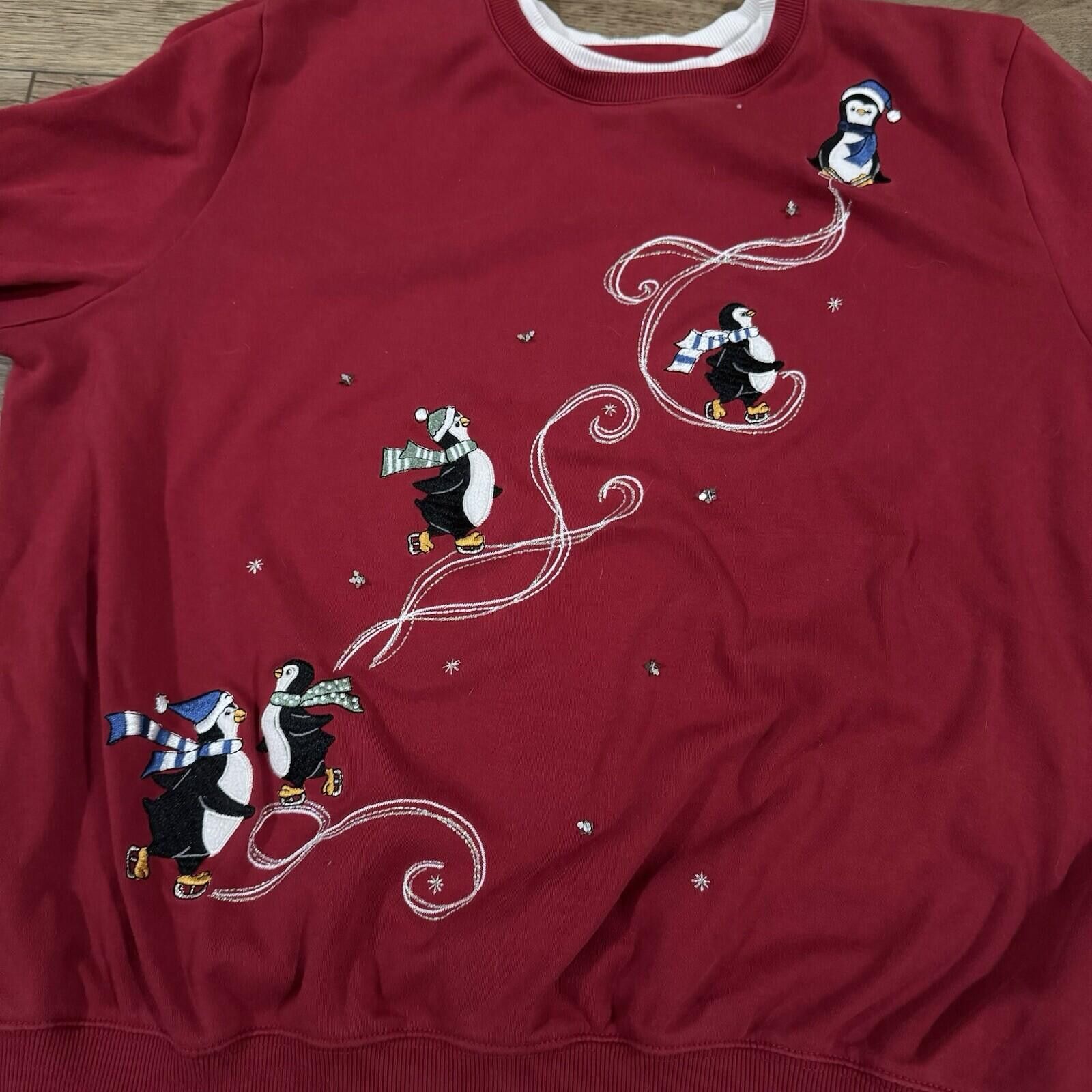 Other Vintage 90s Y2K Penguins Winter Christmas Holiday Sweatshirt Size L / US 10 / IT 46 - 2 Thumbnail