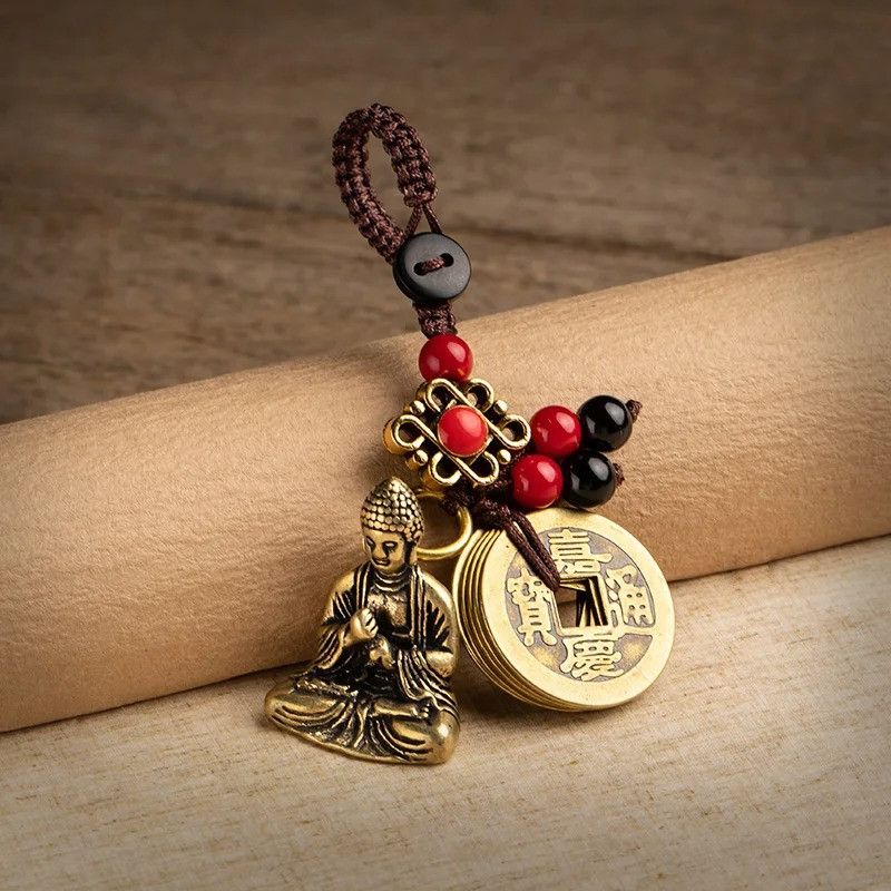 Other Buddha Figure Keyring Car Keychain Brass Hanging Charms Size ONE SIZE - 7 Thumbnail