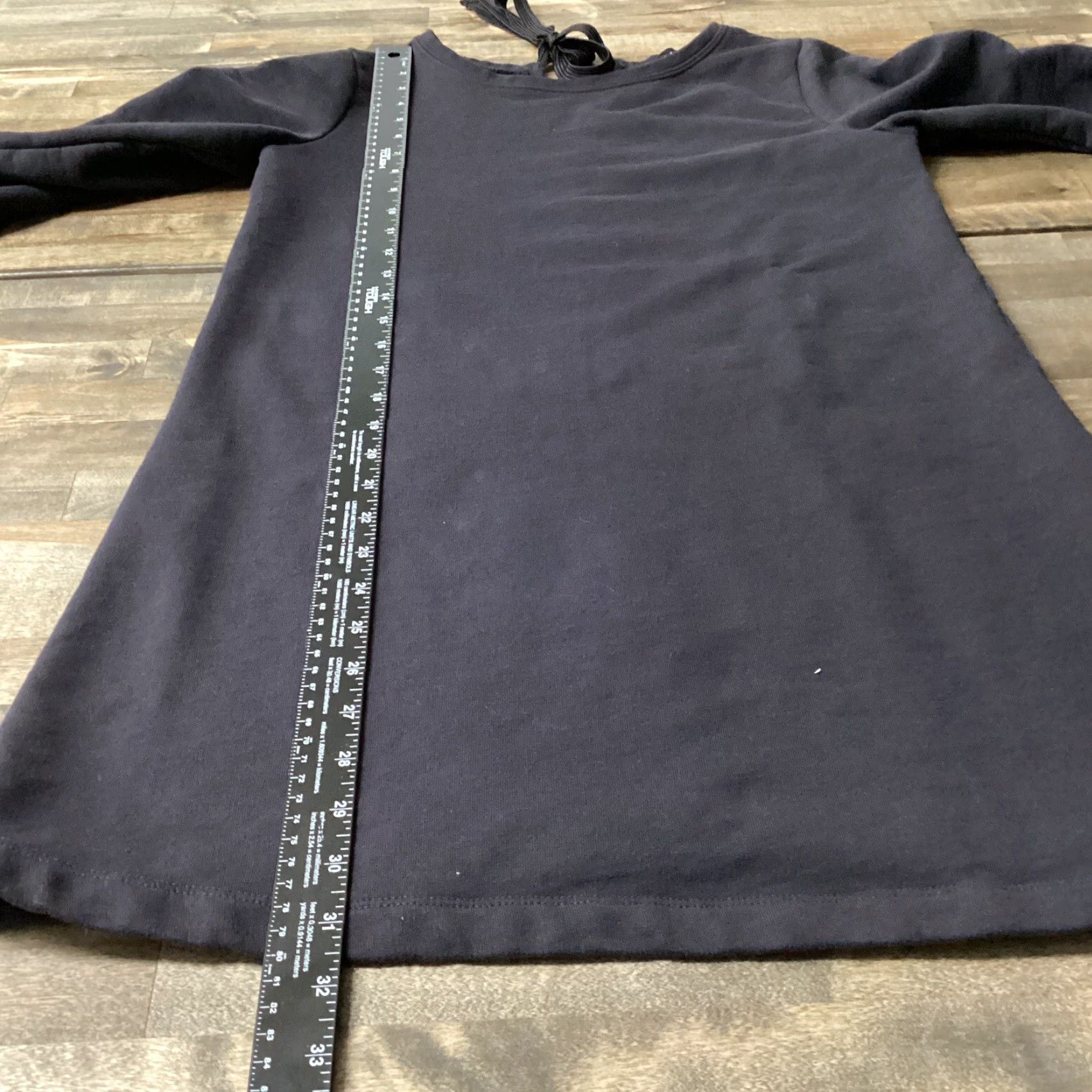 Sanctuary VINTAGE Sanctuary Giovanna Short Sweatshirt Dress Tie Back Bell Sleeve Heritage Navy Size S Size S / US 4 / IT 40 - 5 Thumbnail