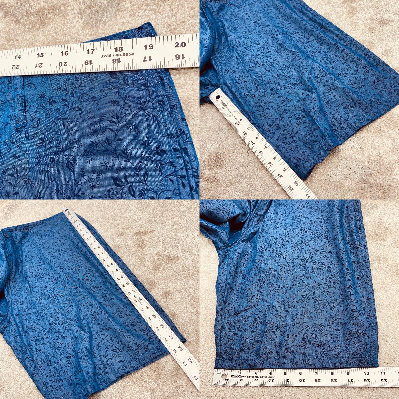 Neiman Marcus Neiman Marcus Shorts Men 36x10 Blue Floral 100% Cotton Flat Front Slant Pockets Beach Chino Reg Mens Size US 36 / EU 52 - 8 Thumbnail