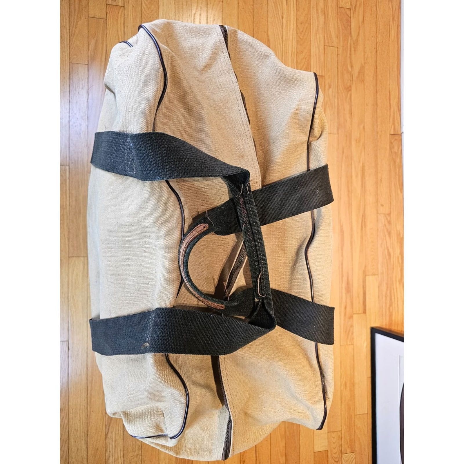 Vintage VINTAGE UNBRANDED CANVAS DUFFLE BAG SZ 24 INCH X 13 INCH X 12 INCH Duffle Men Brown Bag Size ONE SIZE - 7 Thumbnail