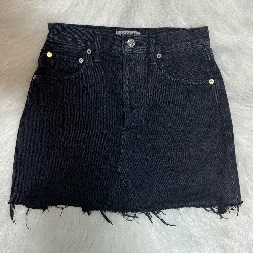 Agolde Agolde Quinn High Rise Cut-Off Denim Jean Mini Skirt in Pos Size 24" / US 00 / IT 34 - 2 Thumbnail