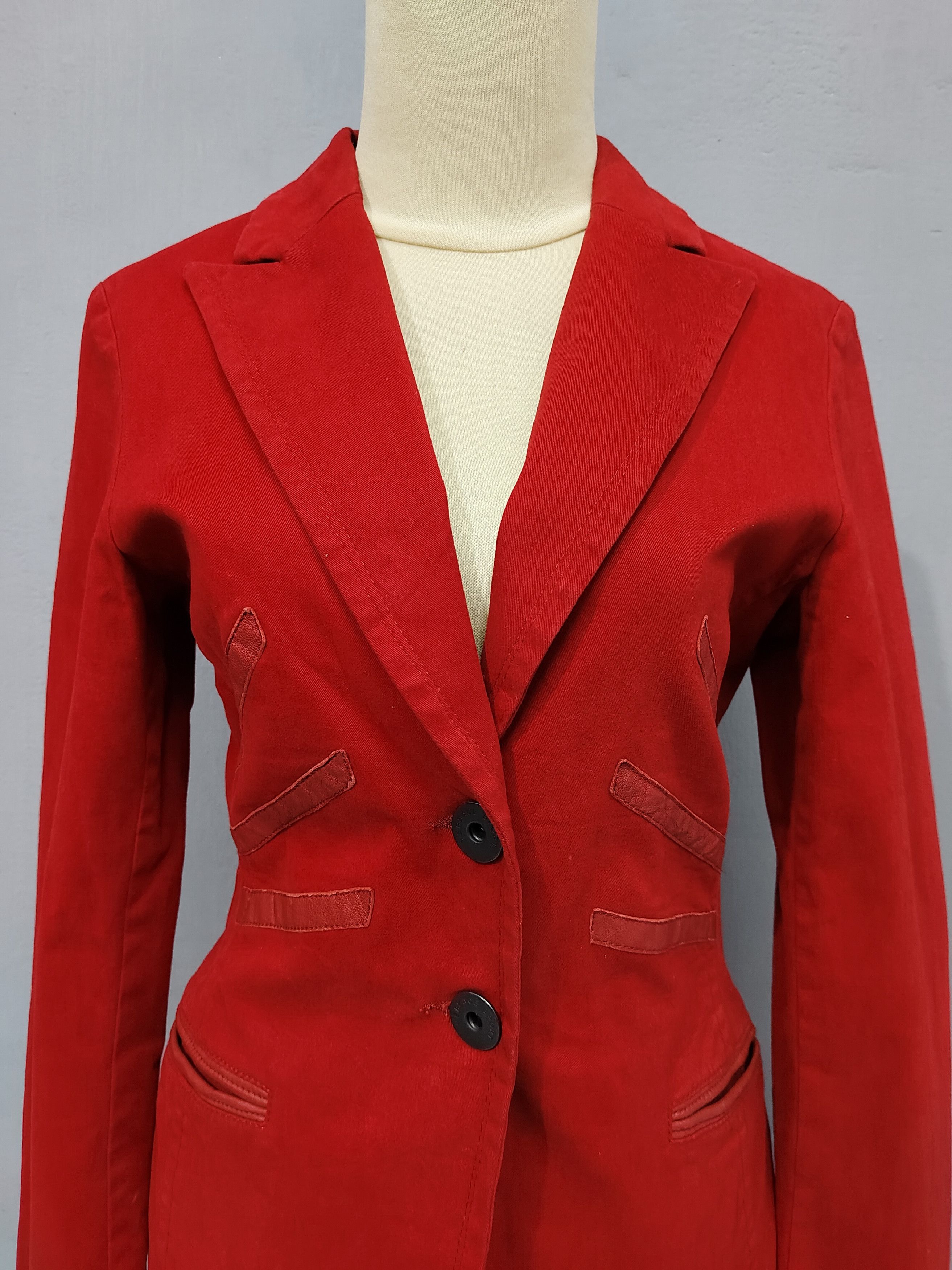 Versace 00s Versace Sport Line Archive Tailored Leather Trim Blazer Size M / US 6-8 / IT 42-44 - 2 Thumbnail