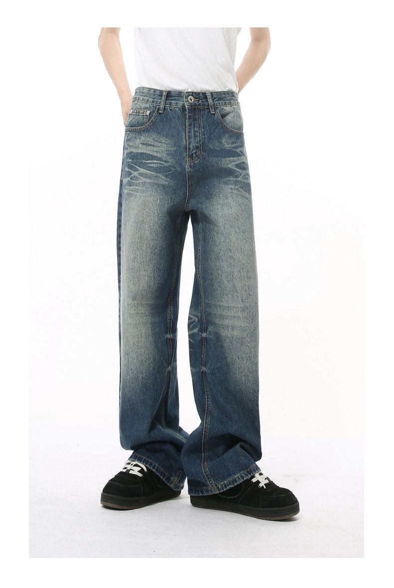 Japanese Brand × Jean Vintage Washed Lightning Pattern Wide Leg Loose Jeans Size US 32 / EU 48 - 4 Thumbnail