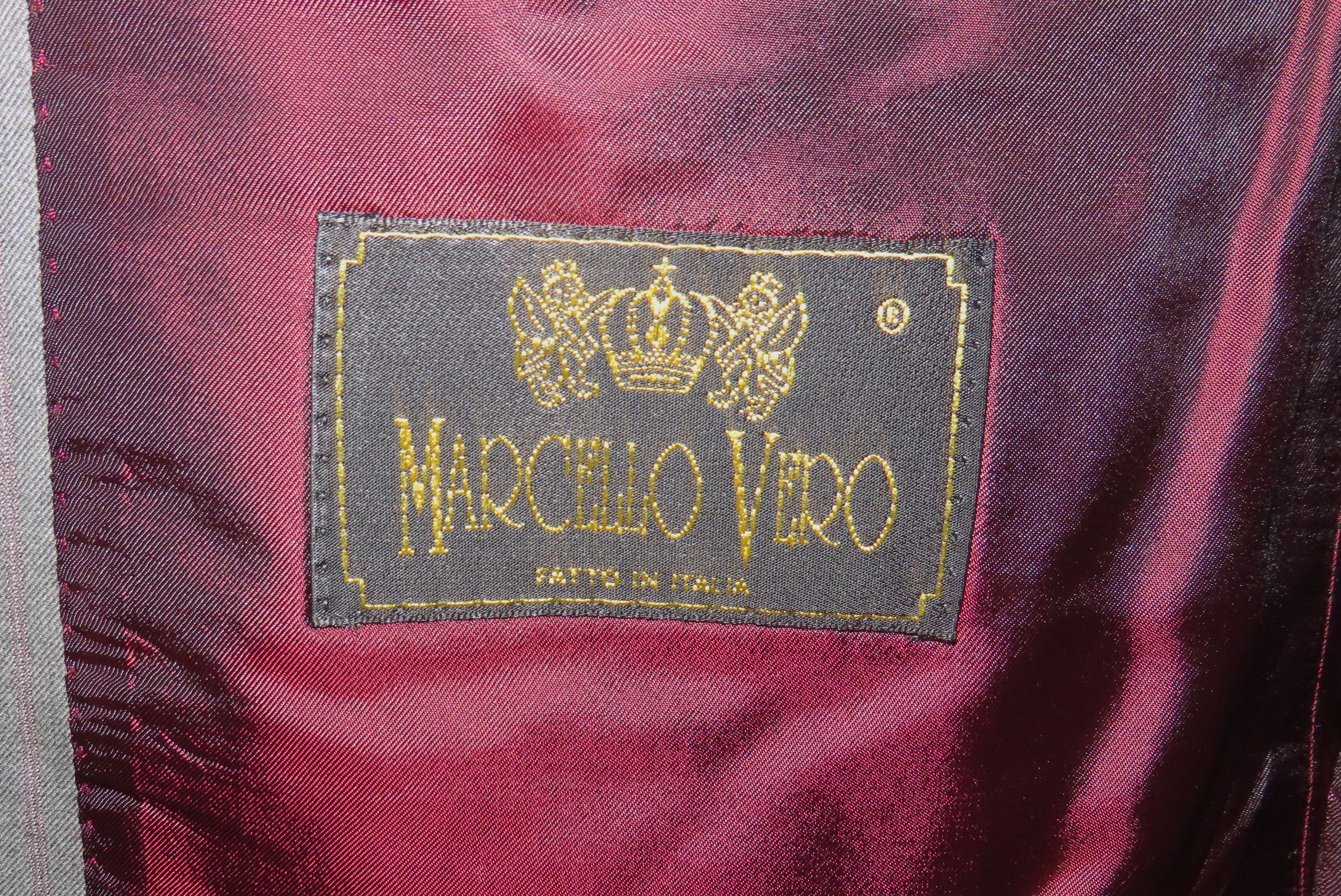 Other Marcello Vero Gray Striped Bespoke Two Button Suit 43R Size 42R - 17 Thumbnail