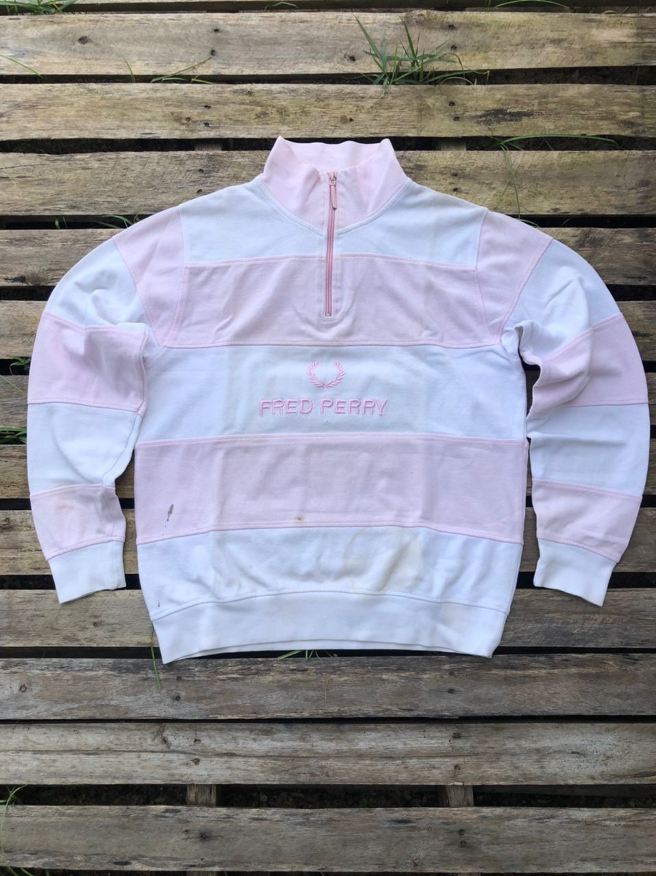 Fred Perry × Vintage Vintage Fred Perry Striped SpellOut Sweatshirt Size US M / EU 48-50 / 2 - 1 Thumbnail