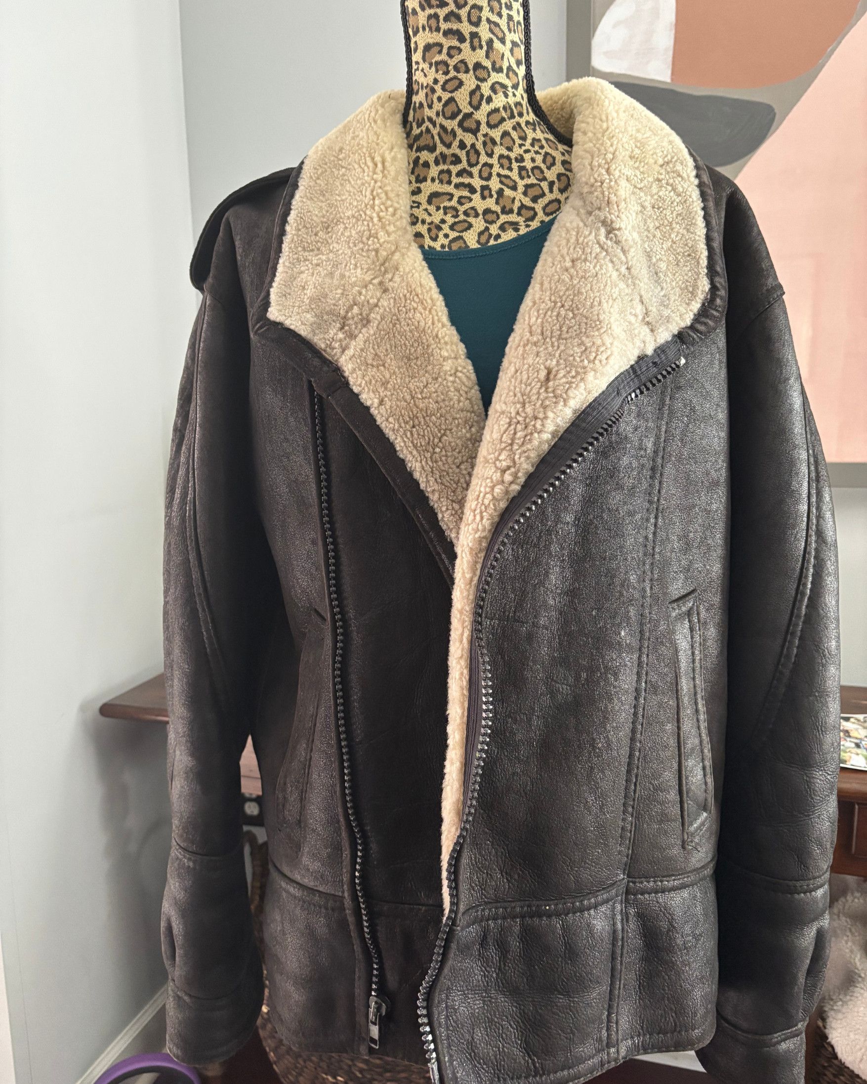 Other Vintage Adriana Sheepskin & Leather Shearling Coat – Size US L / EU 52-54 / 3 - 1 Thumbnail