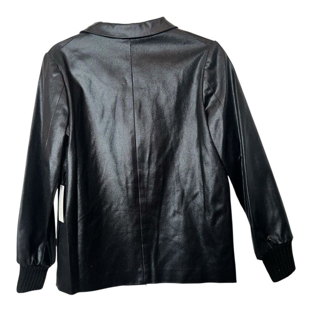 Other Poleci Black Glazed Leather Look Jacket NWT Size 4 Coated C Size L / US 10 / IT 46 - 2 Thumbnail