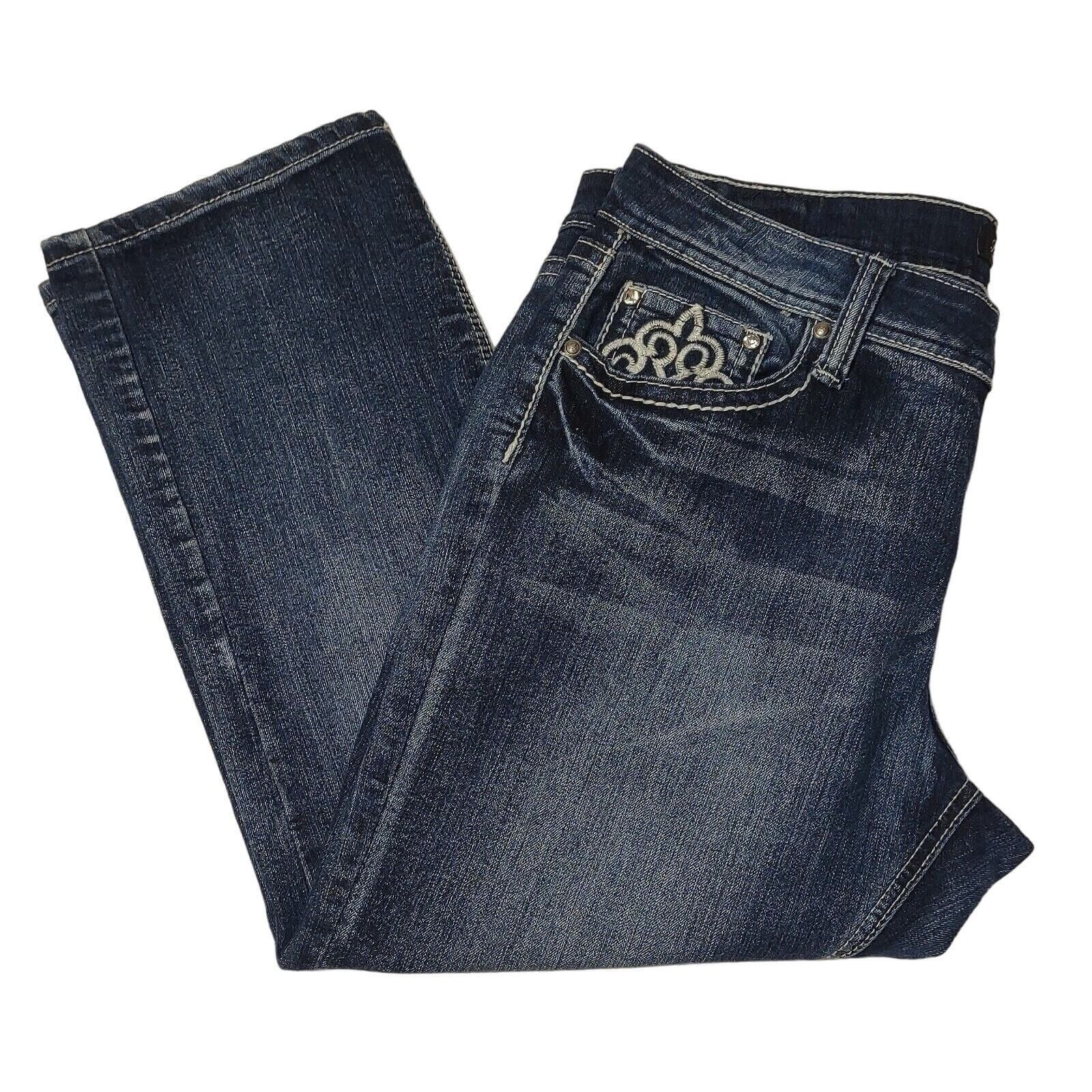Love Machine Love Nation Jeans 34X22 Women's Straight Blue Denim Cropped Size 34" / US 12 / IT 48 - 3 Thumbnail
