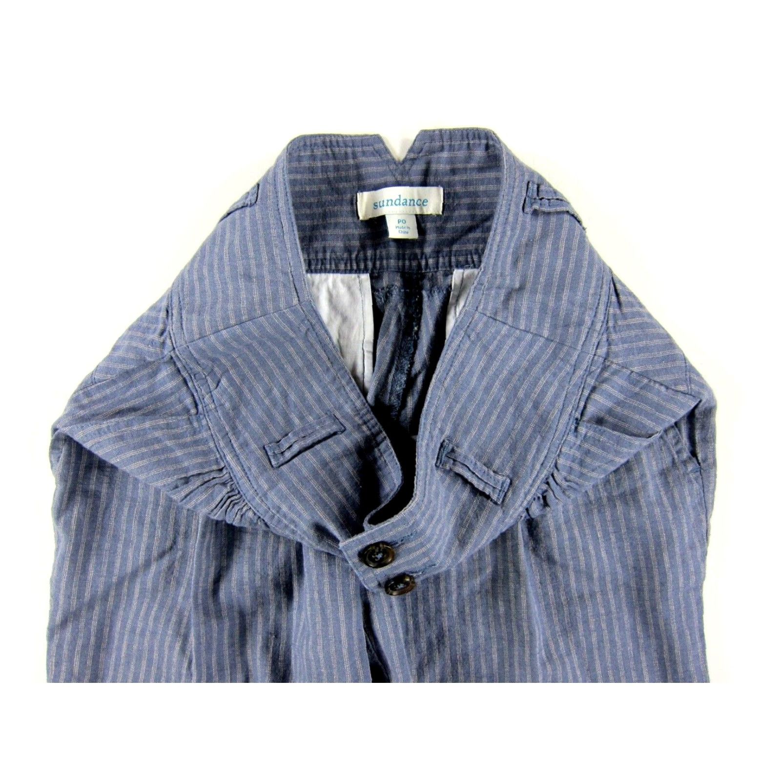 Vintage Sundance Blue Stripe Linen Cotton High Rise Waist Trouser Pant P0 Size 25" / US 0 / IT 36 - 5 Thumbnail