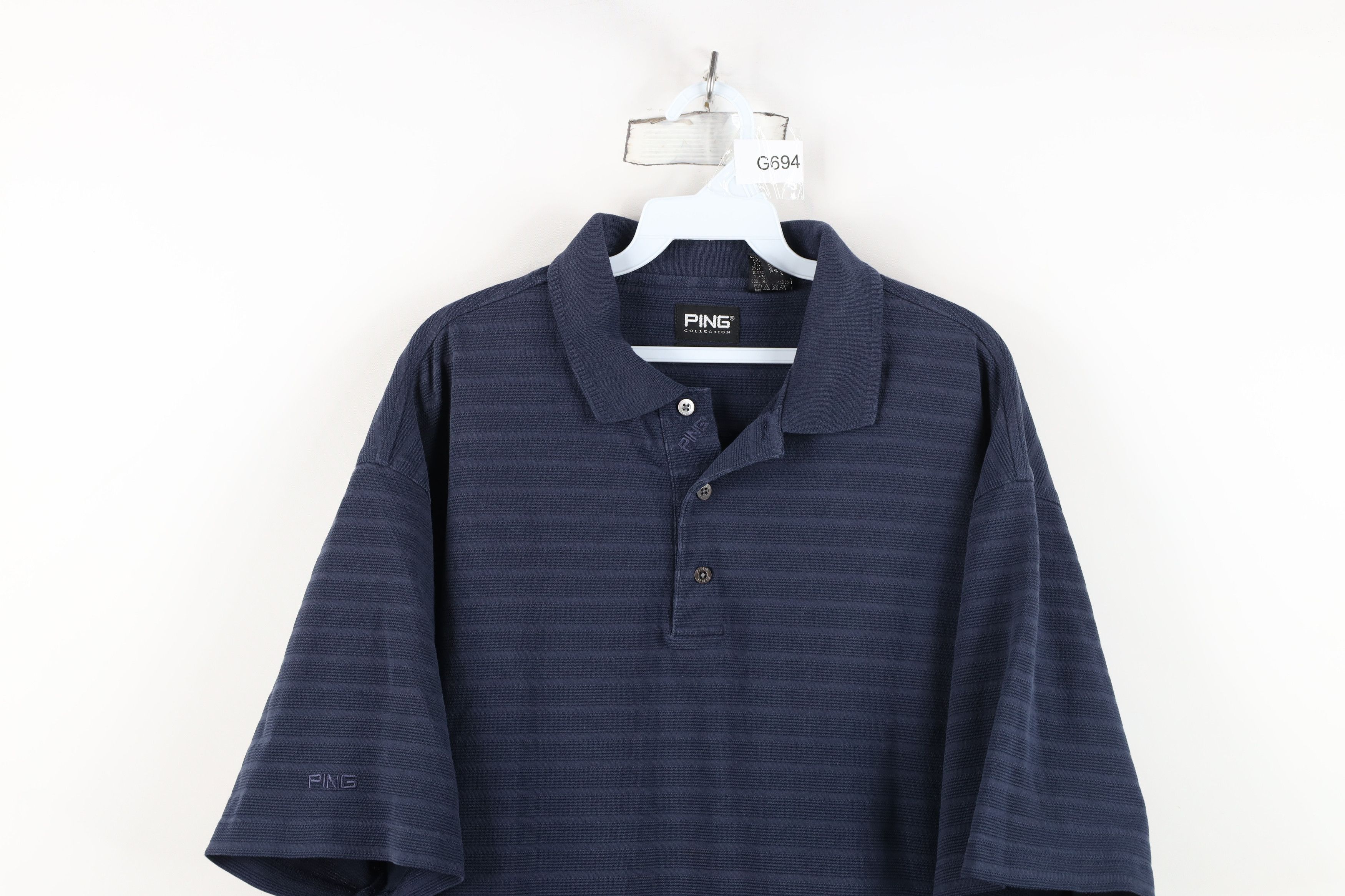PING Vintage 90s Y2K Ping Golf Spell Ribbed Golfing Polo Shirt Size US L / EU 52-54 / 3 - 2 Thumbnail